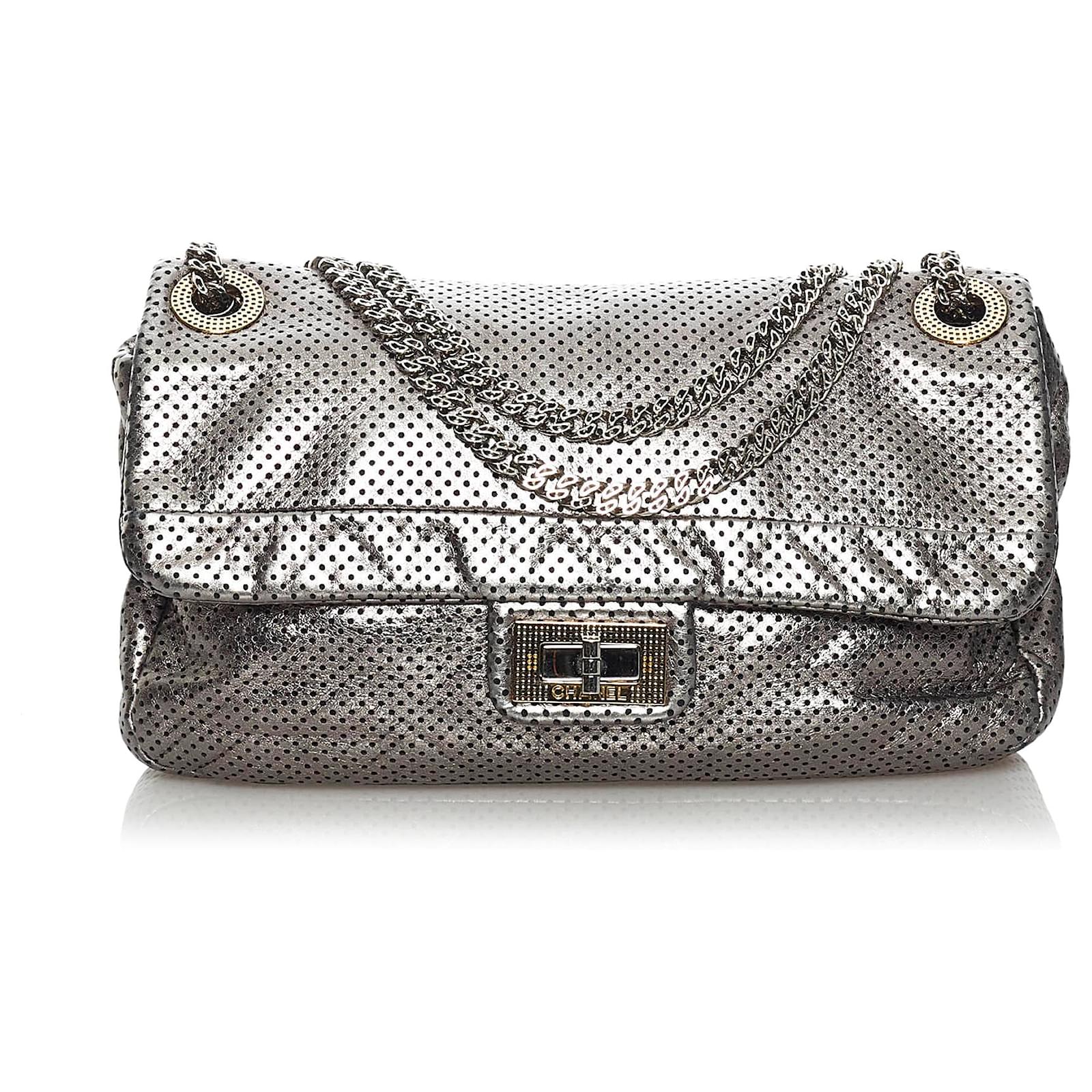Chanel Silver Reissue Drill Perforated Leather Flap Bag Silvery