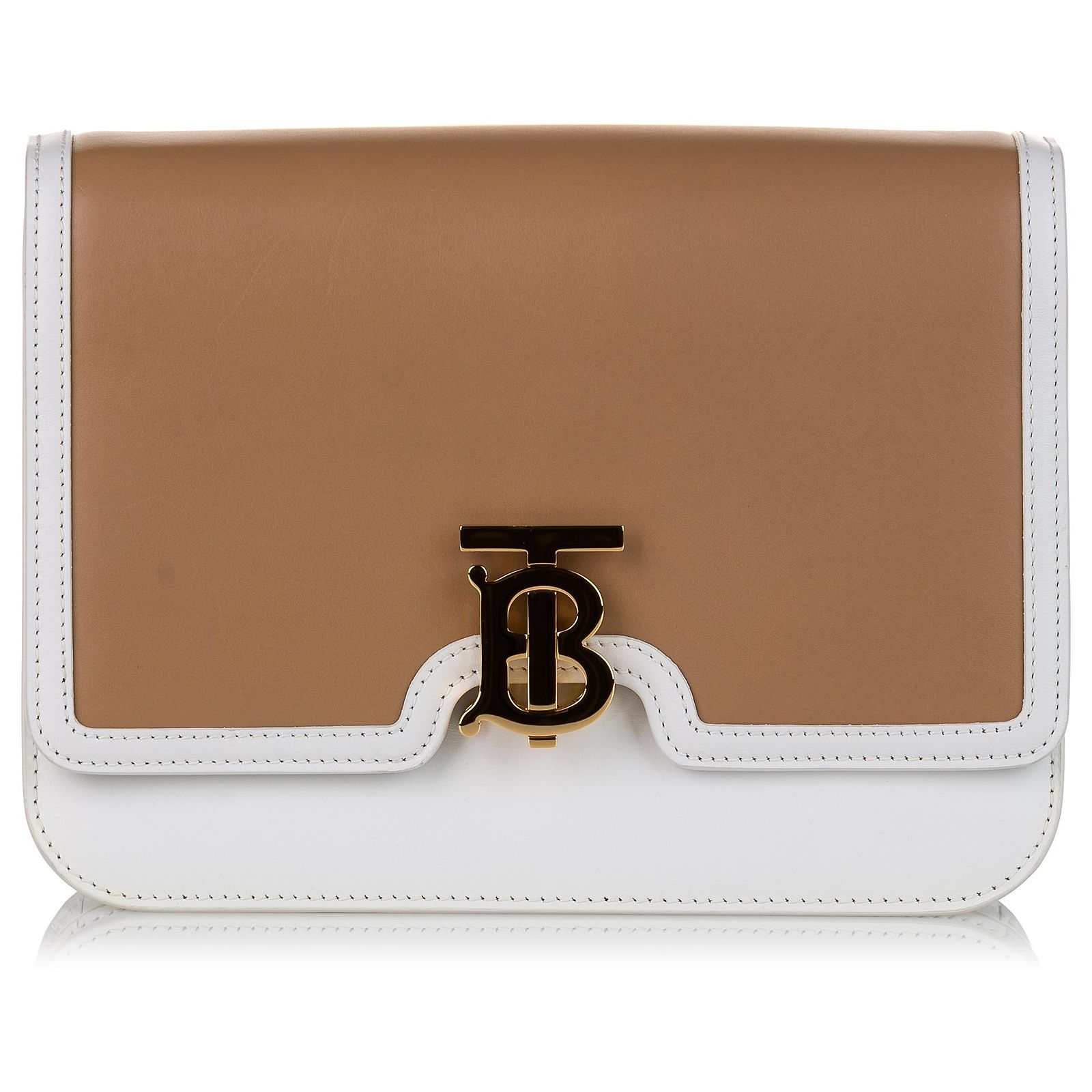 Burberry White Medium TB Bag Leather Pony-style calfskin ref 