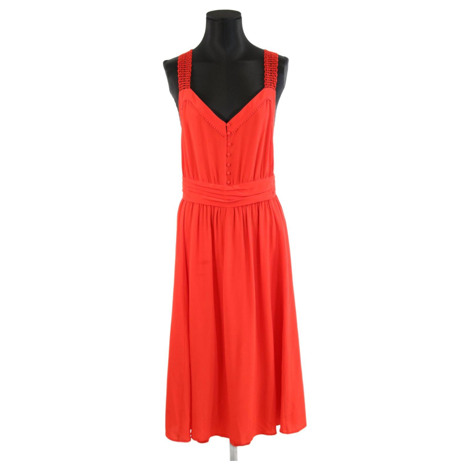 SéZane SEZANE Dress 42 Red Silk ref.682848 - Joli Closet