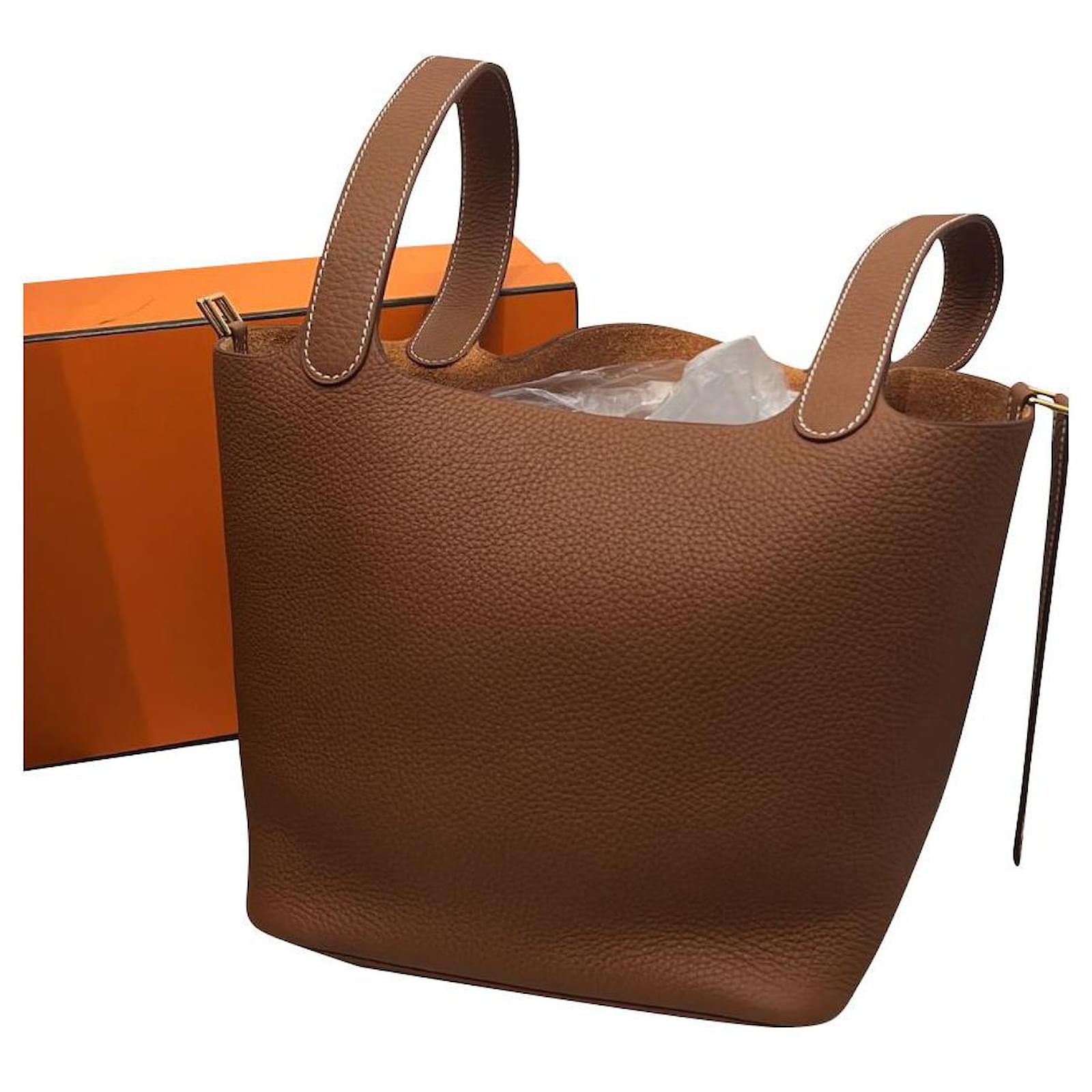Picotin Hermès Hand bags Cognac Ostrich leather ref.683109 - Joli
