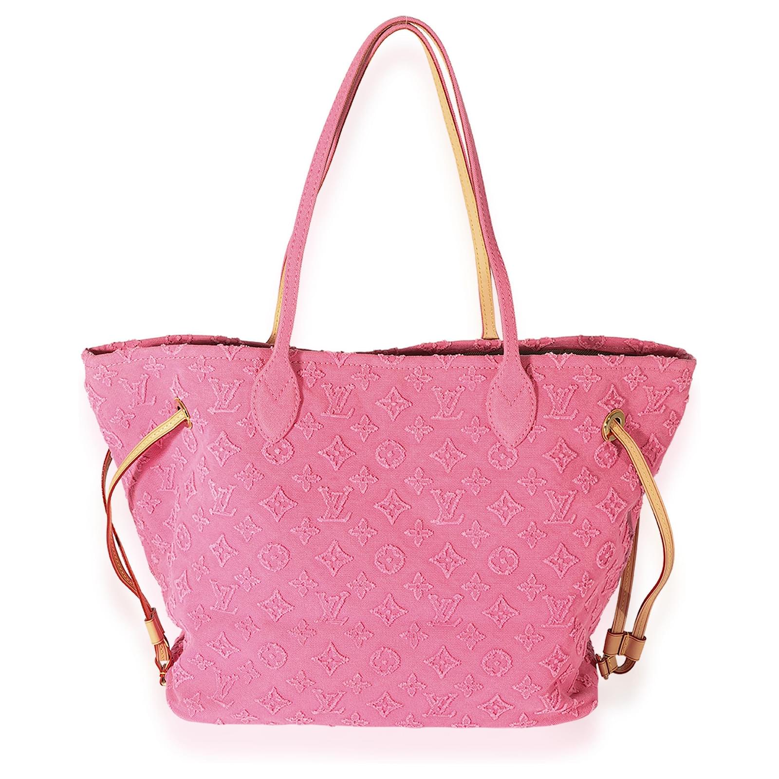 Louis Vuitton Monogram Denim Neverfull Mm Rose Pink Leather ref