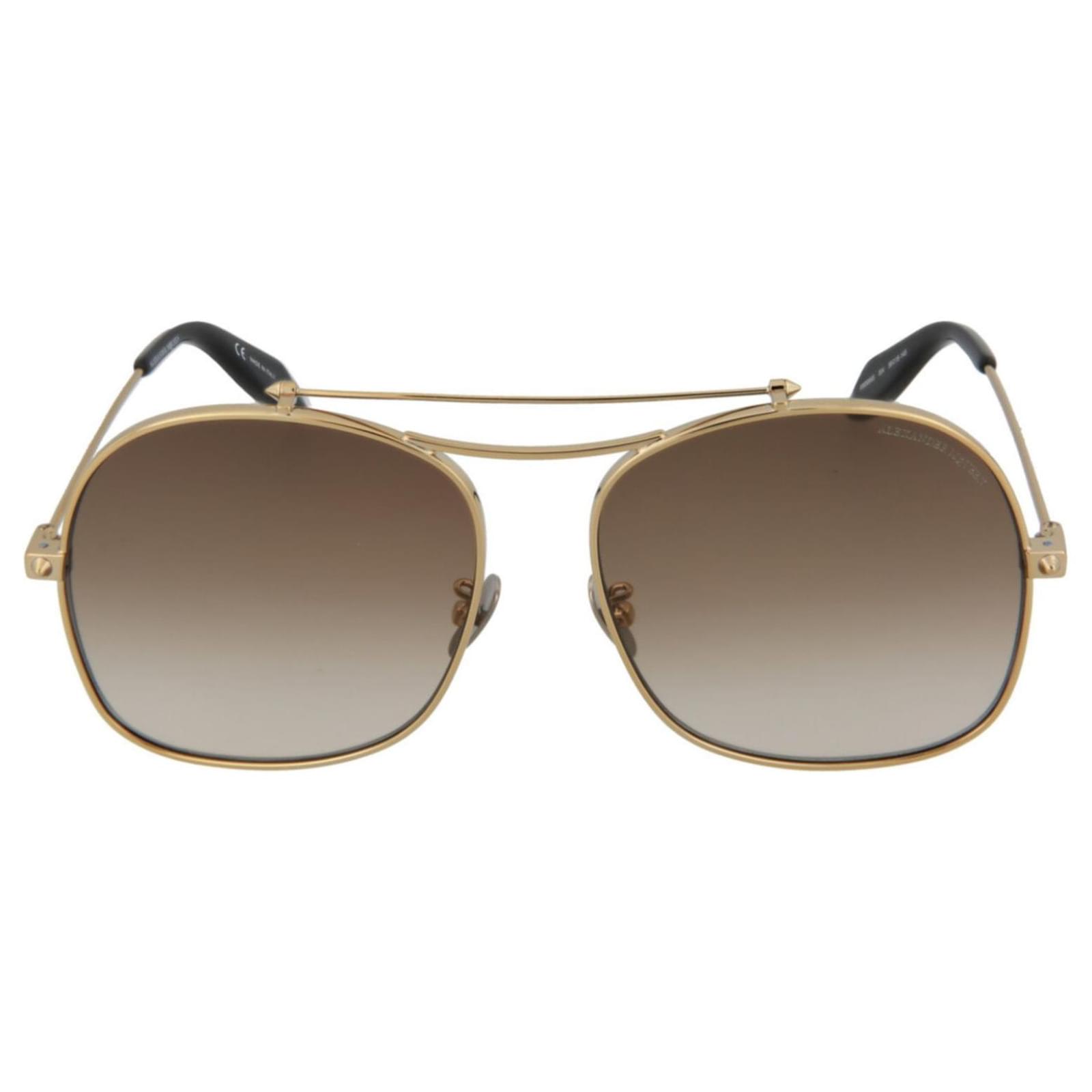 Alexander McQueen AviatorStyle Metal Sunglasses Golden ref.683422