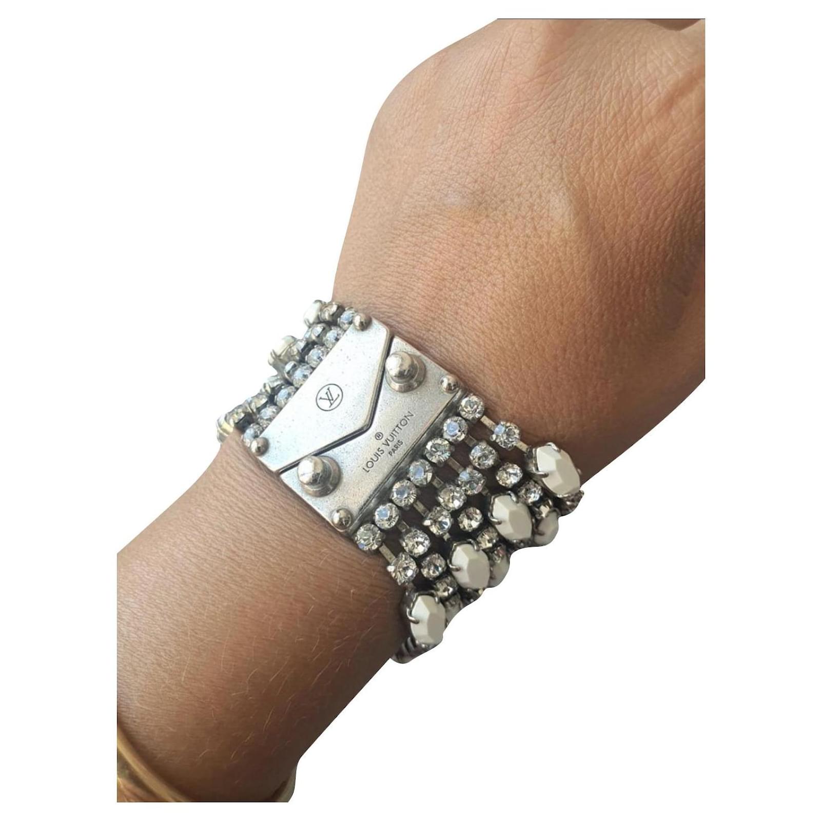 Louis Vuitton bracelet Silvery White Silver hardware Steel Metal