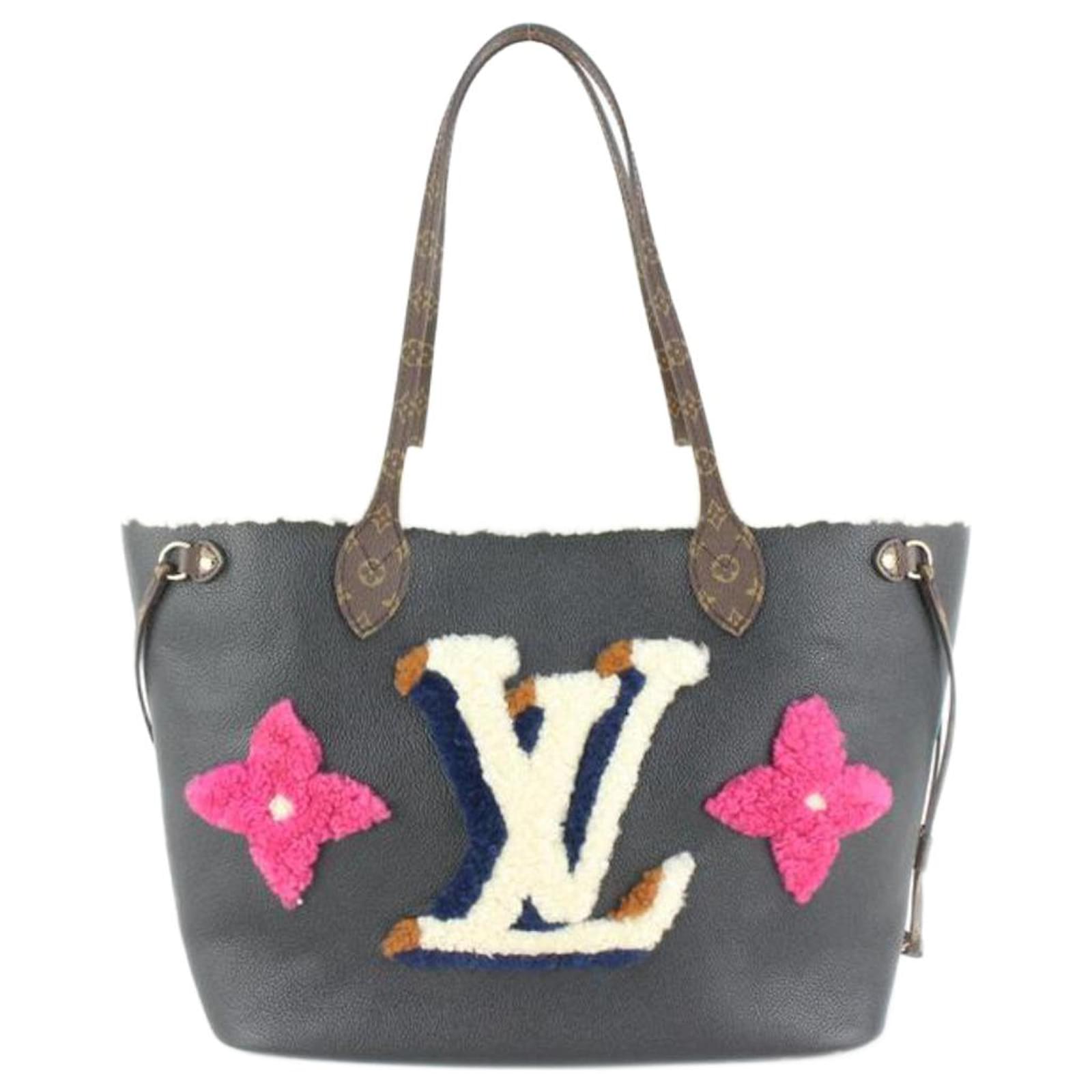 Louis Vuitton Neverfull Tote MM Black Leather/Shearling for sale online