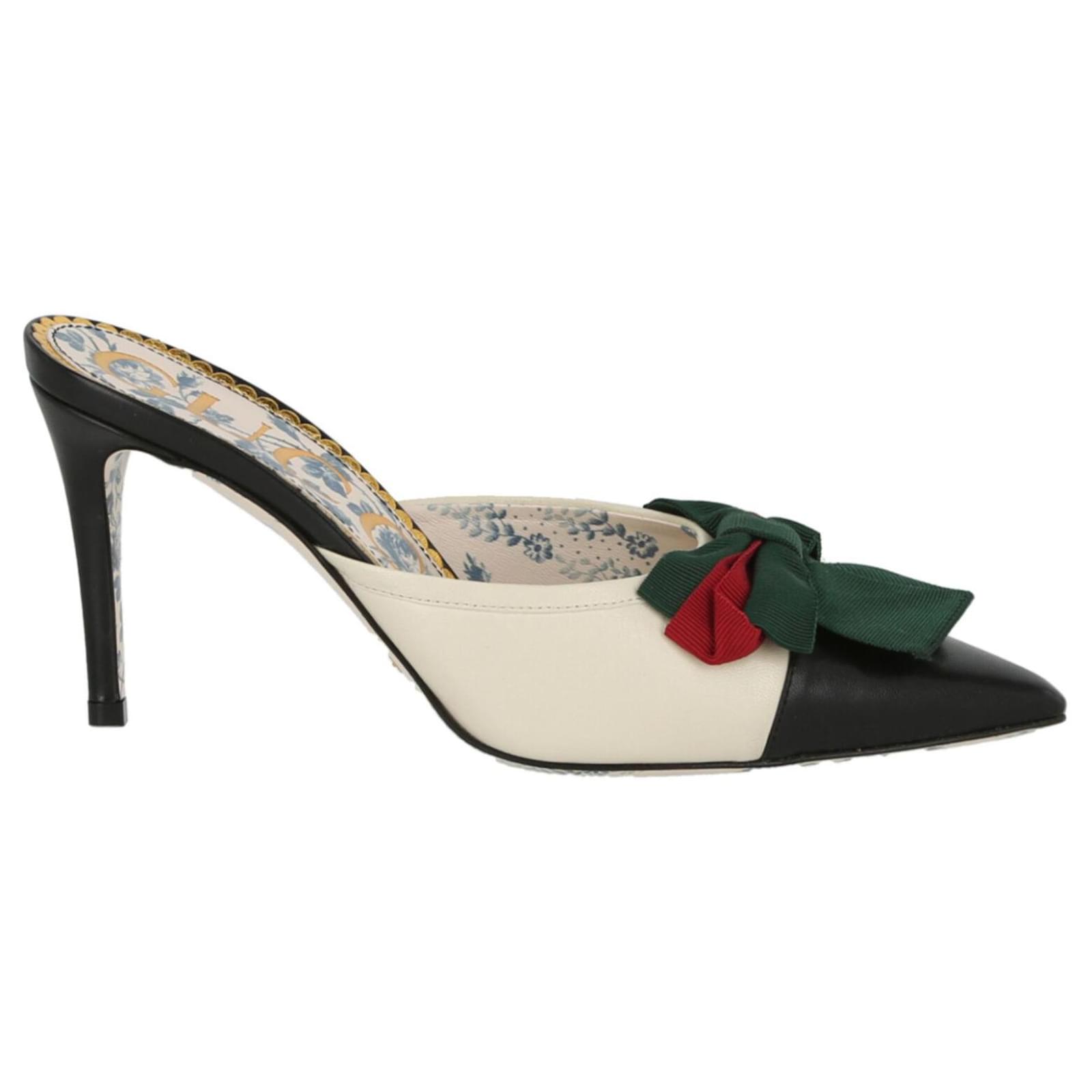 Gucci Sabot in pelle con fiocco Web Nero ref.684278 Joli Closet