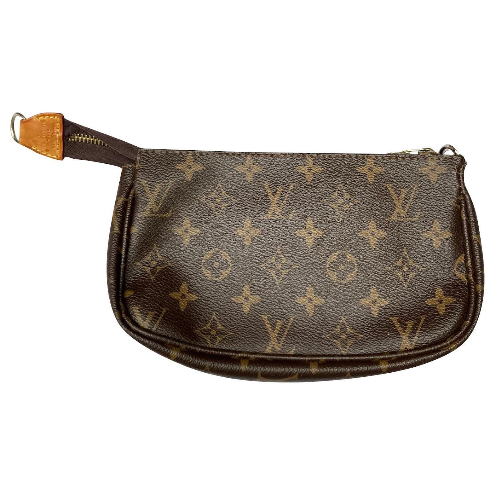 Louis Vuitton Accessory Pouch Brown Leather Cloth ref.685081 - Joli Closet