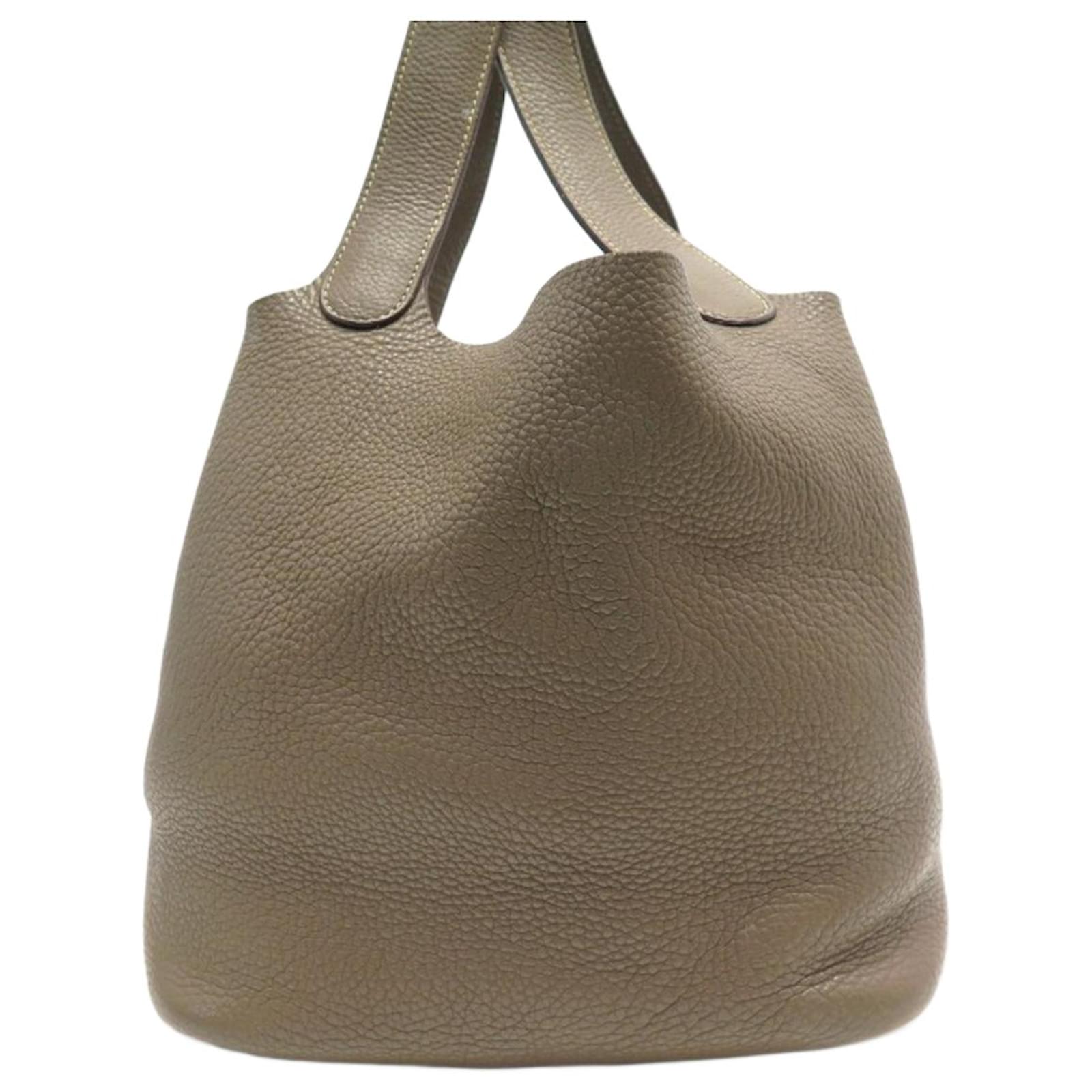 Hermès Hermes Picotin Handbag 22 GRAINED LEATHER CLEMENCE ETOUPE LEATHER  HAND BAG PURSE Taupe ref.685122 - Joli Closet