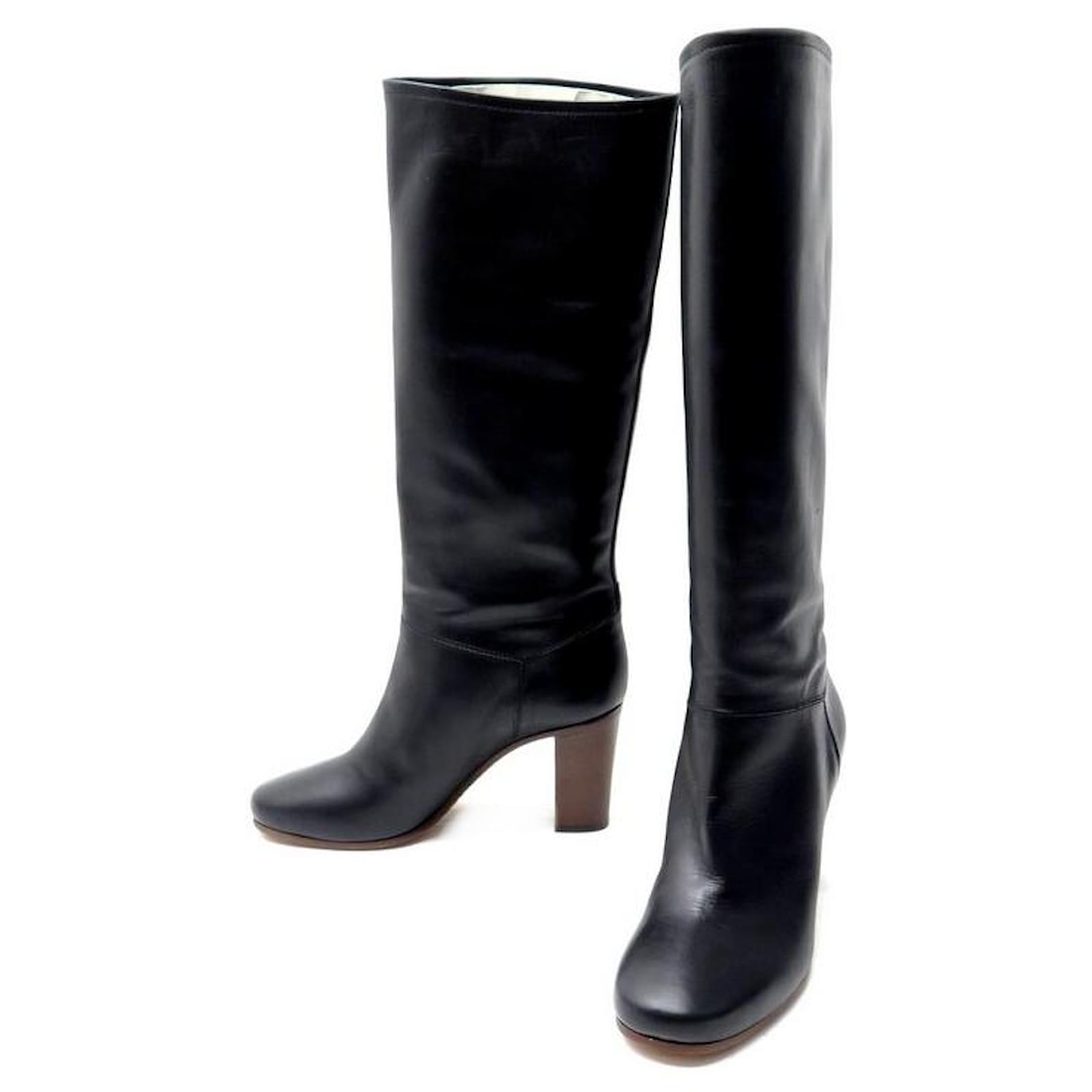 Céline CELINE RIDING BOOTS WITH HEELS 36 BLACK LEATHER BOOTS ref.685230