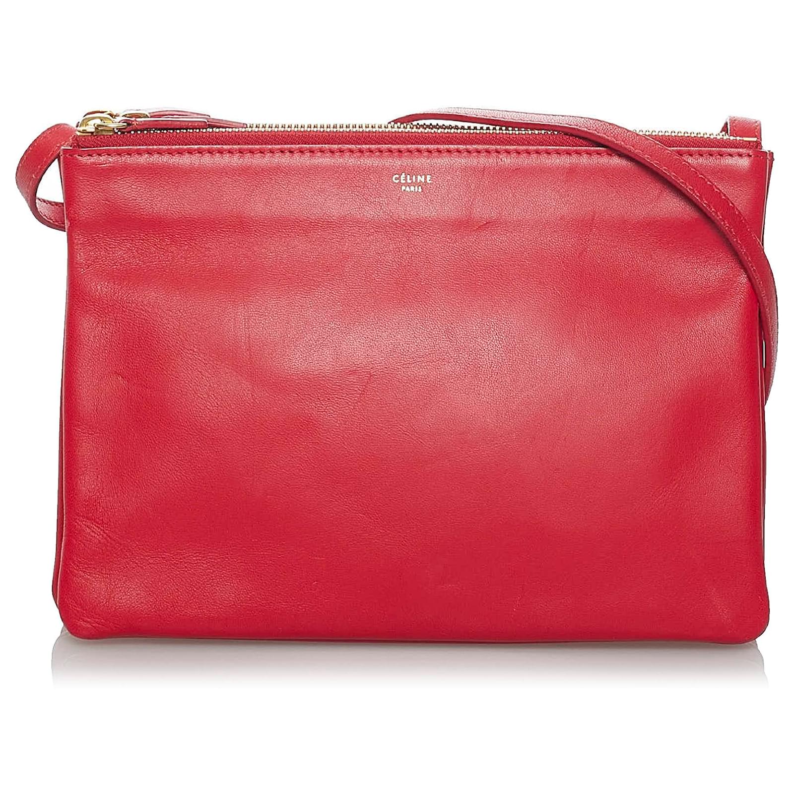 Céline Celine Red Trio Leather Crossbody Bag ref.685468 Joli Closet