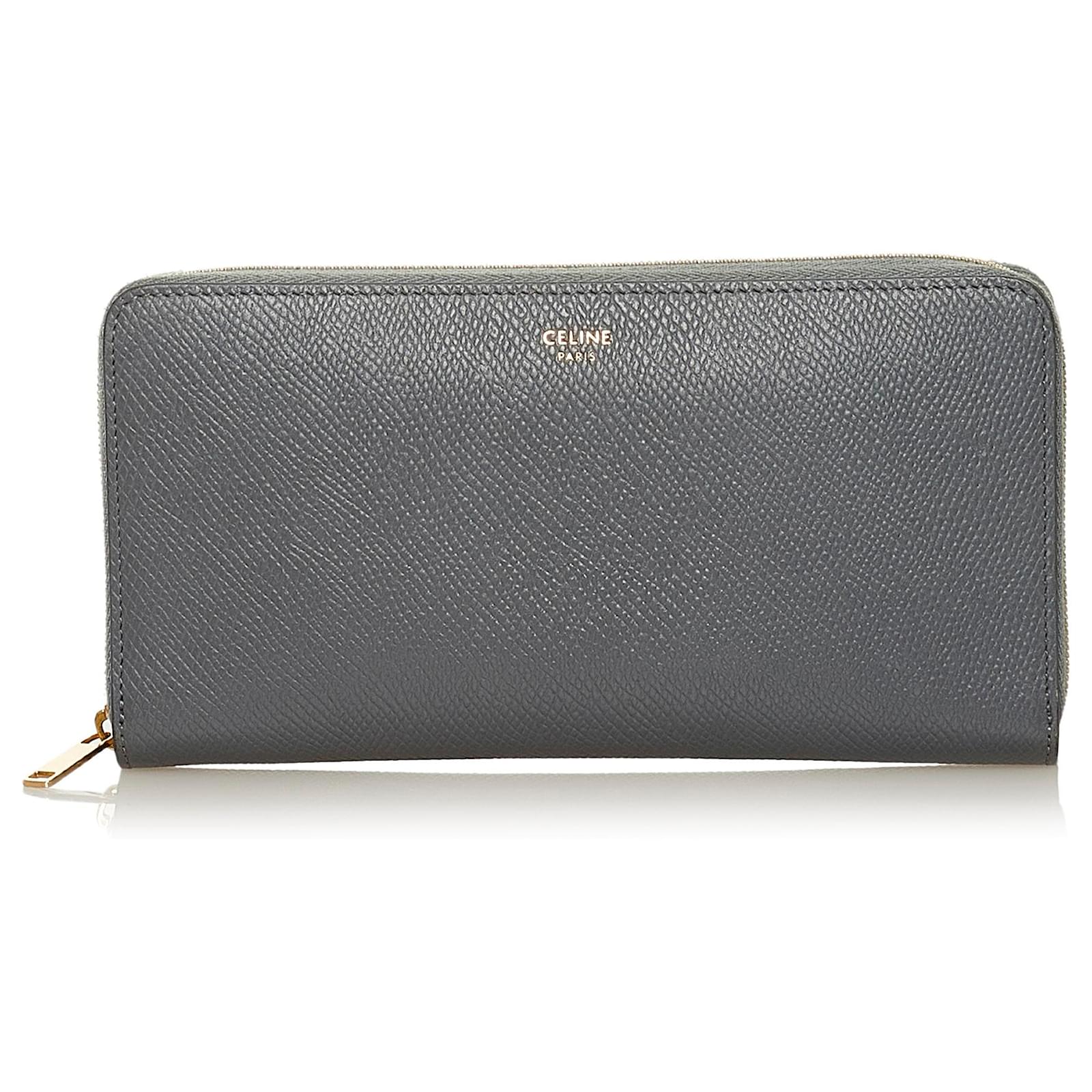 Celine Celine Gray Leather Continental Wallet Grey Pony style calfskin ref.686611 Joli Closet