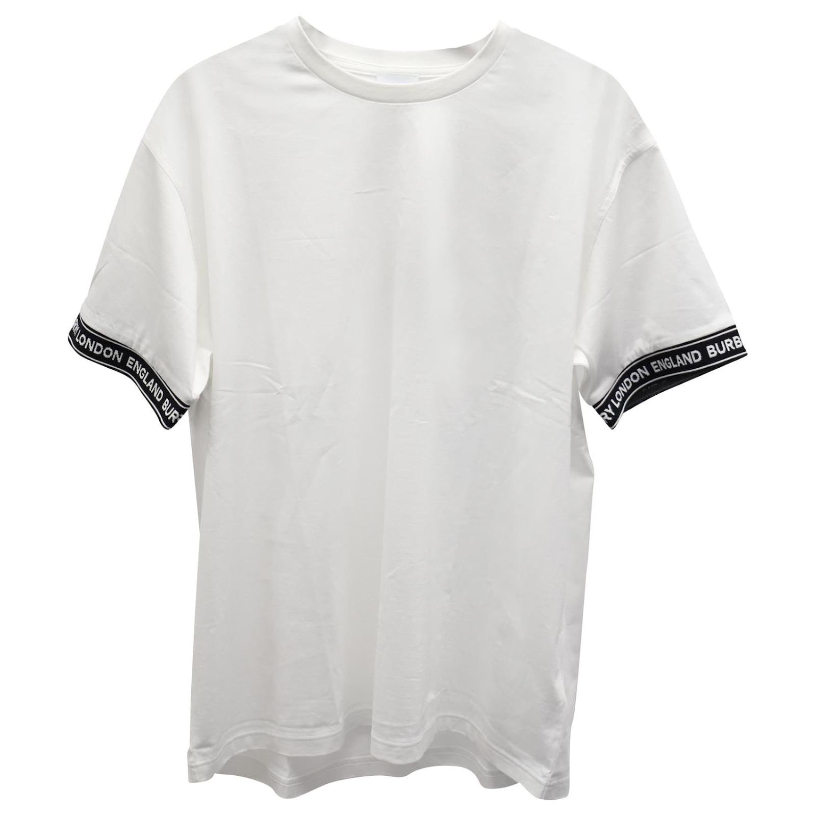 Burberry Logo Tape Oversized T-Shirt in White Cotton  - Joli  Closet