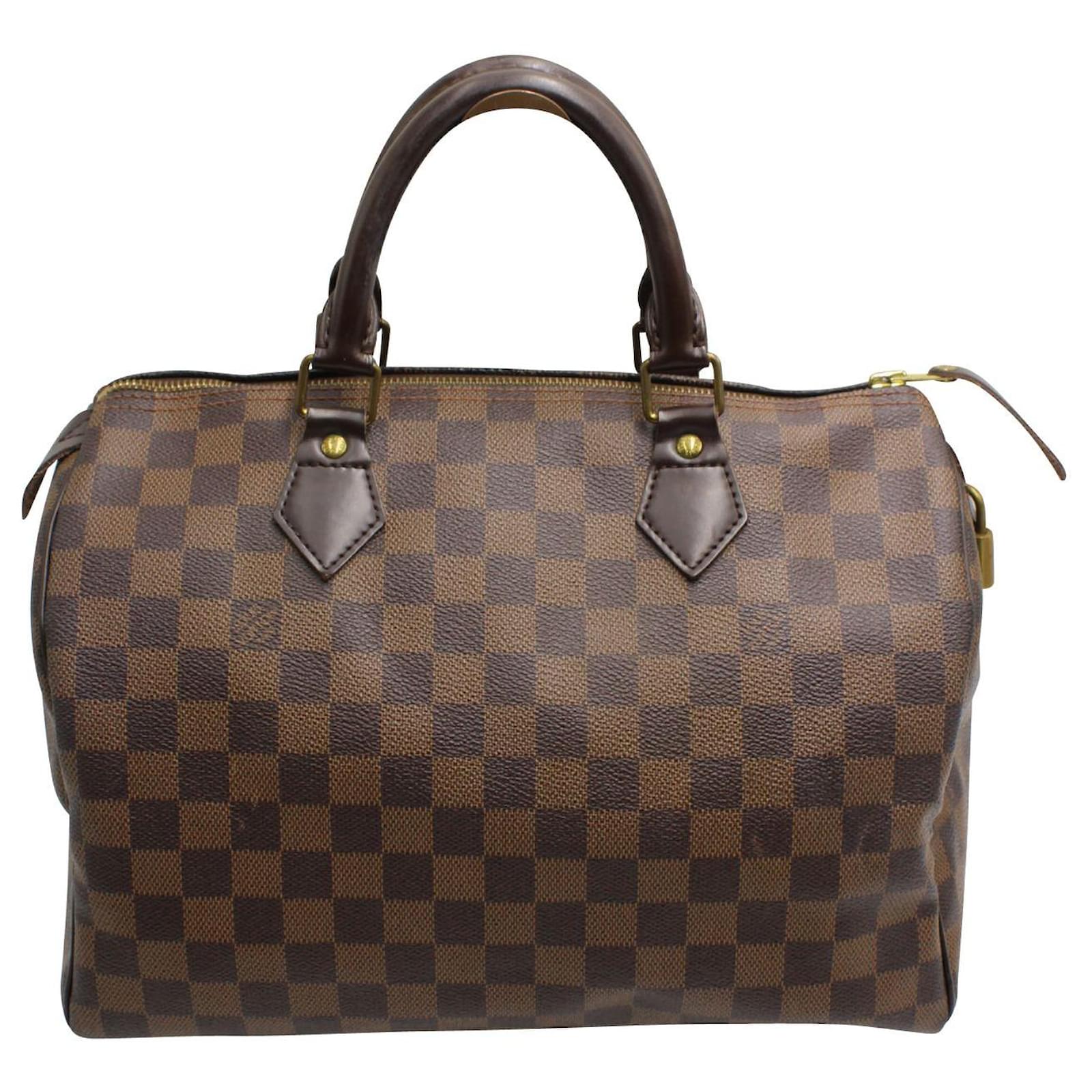 Louis Vuitton Brown Damier Ebene Coated Canvas And Red Leather
