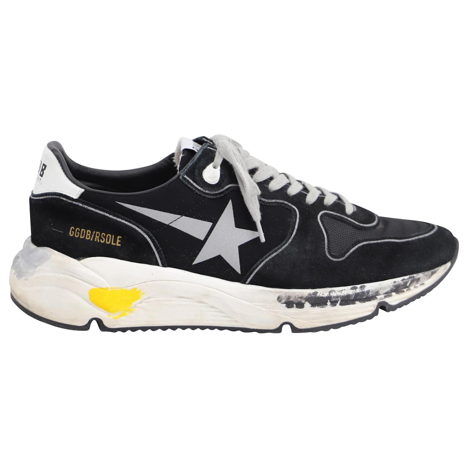 Golden Goose Running Sole Sneakers with Silver Star in Black Cow Leather  ref.687347 - Joli Closet