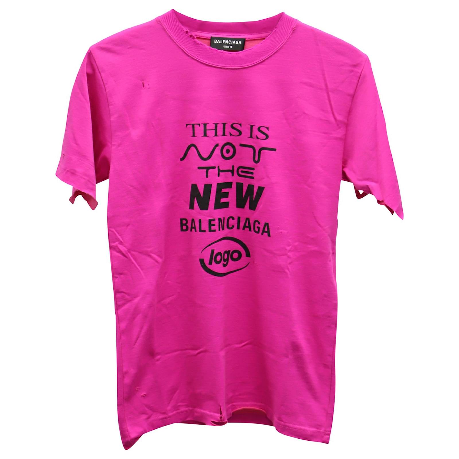 Balenciaga Womens Black Glossy Pink Logo Printed Tshirt Tee  eBay