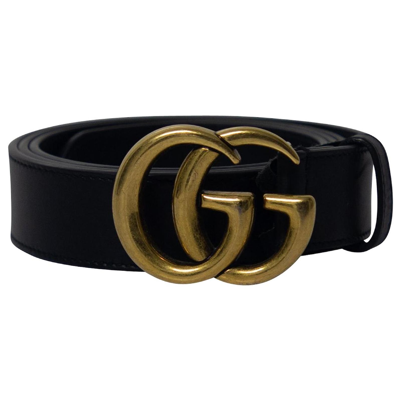 Gucci Marmont Belt Black Leather Golden Buckle