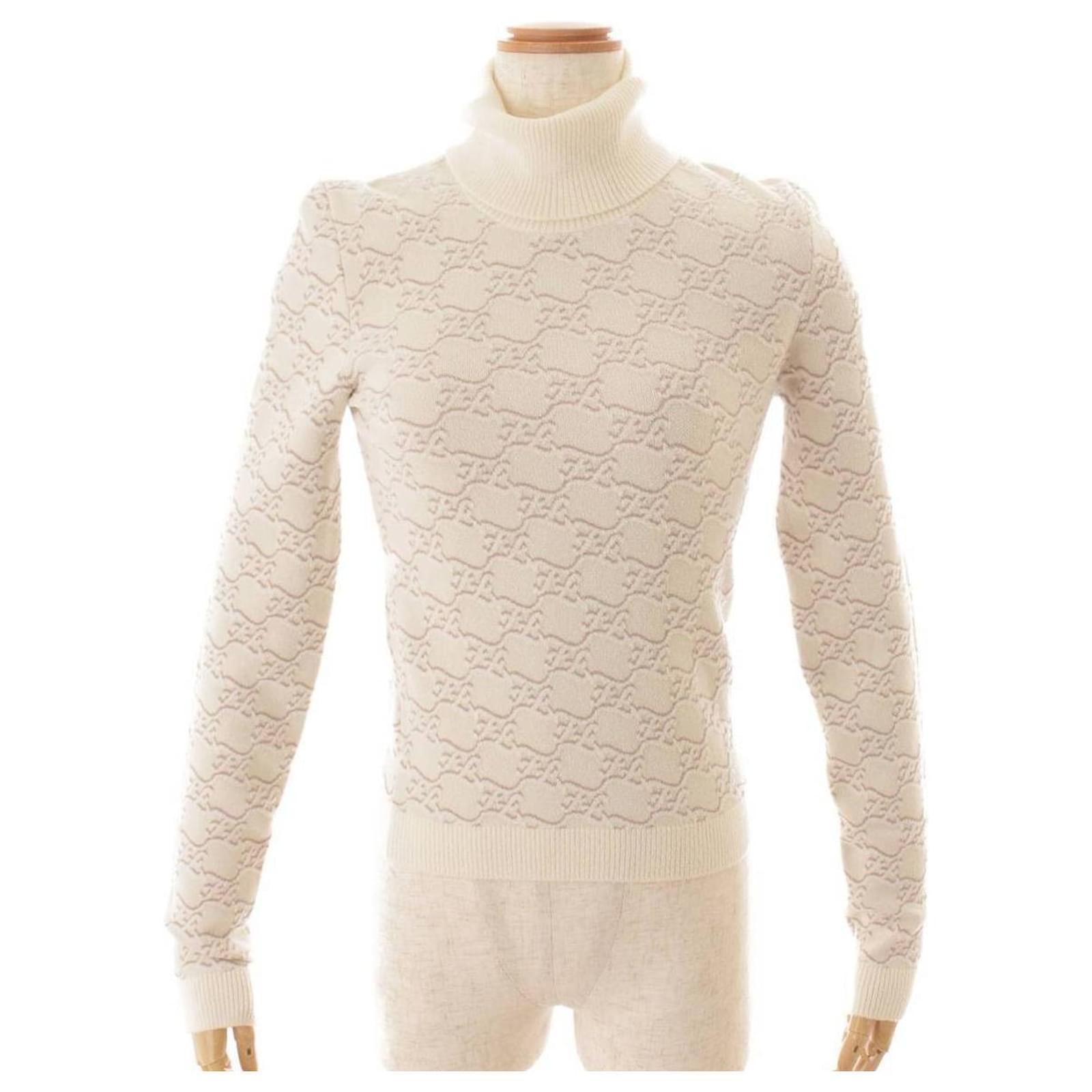 Fendi Turtleneck Knit Sweater White Viscose ref.688155 Joli Closet