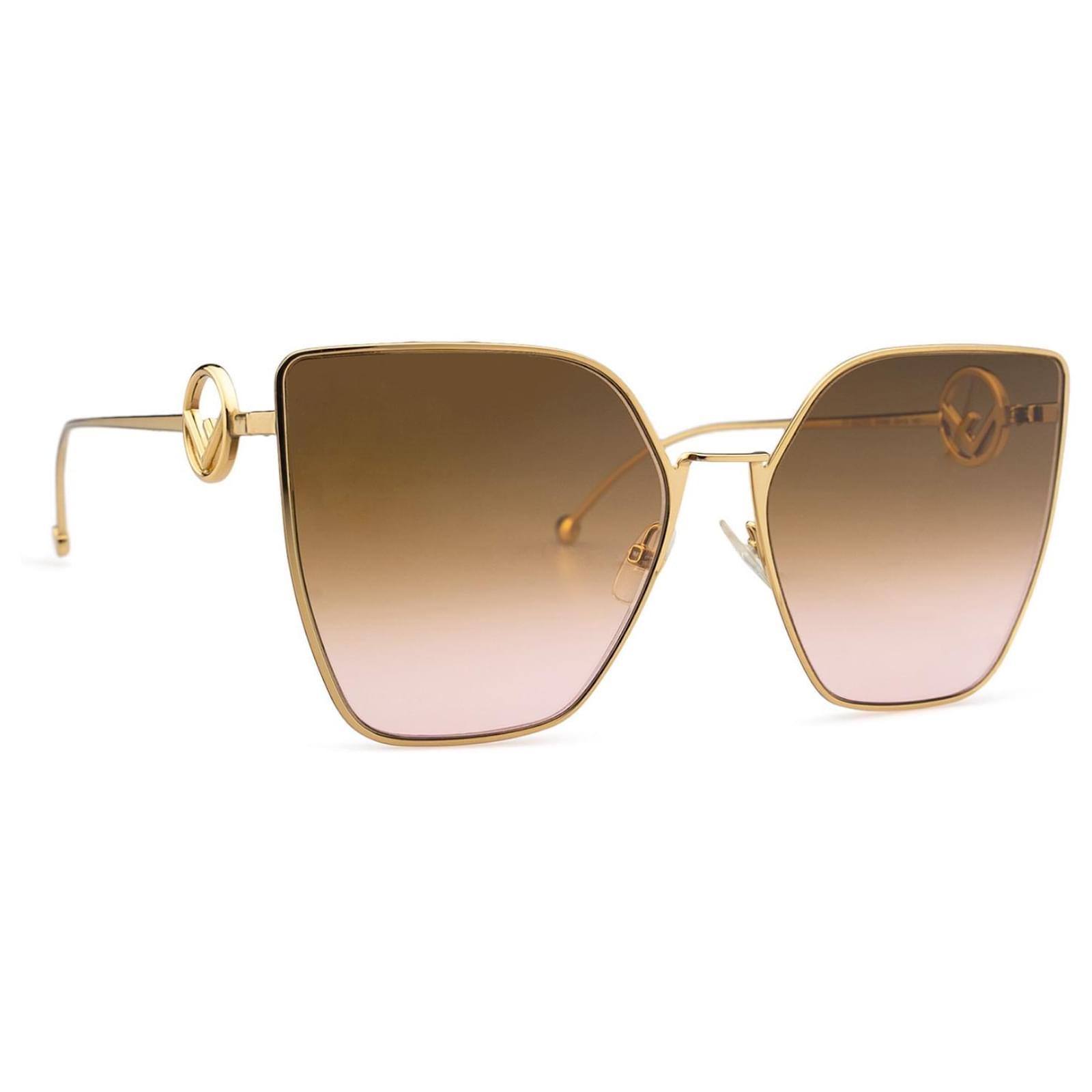 Fendi FF 290 Metal Womens Cat-Eye Sunglasses Gold 58mm Adult 