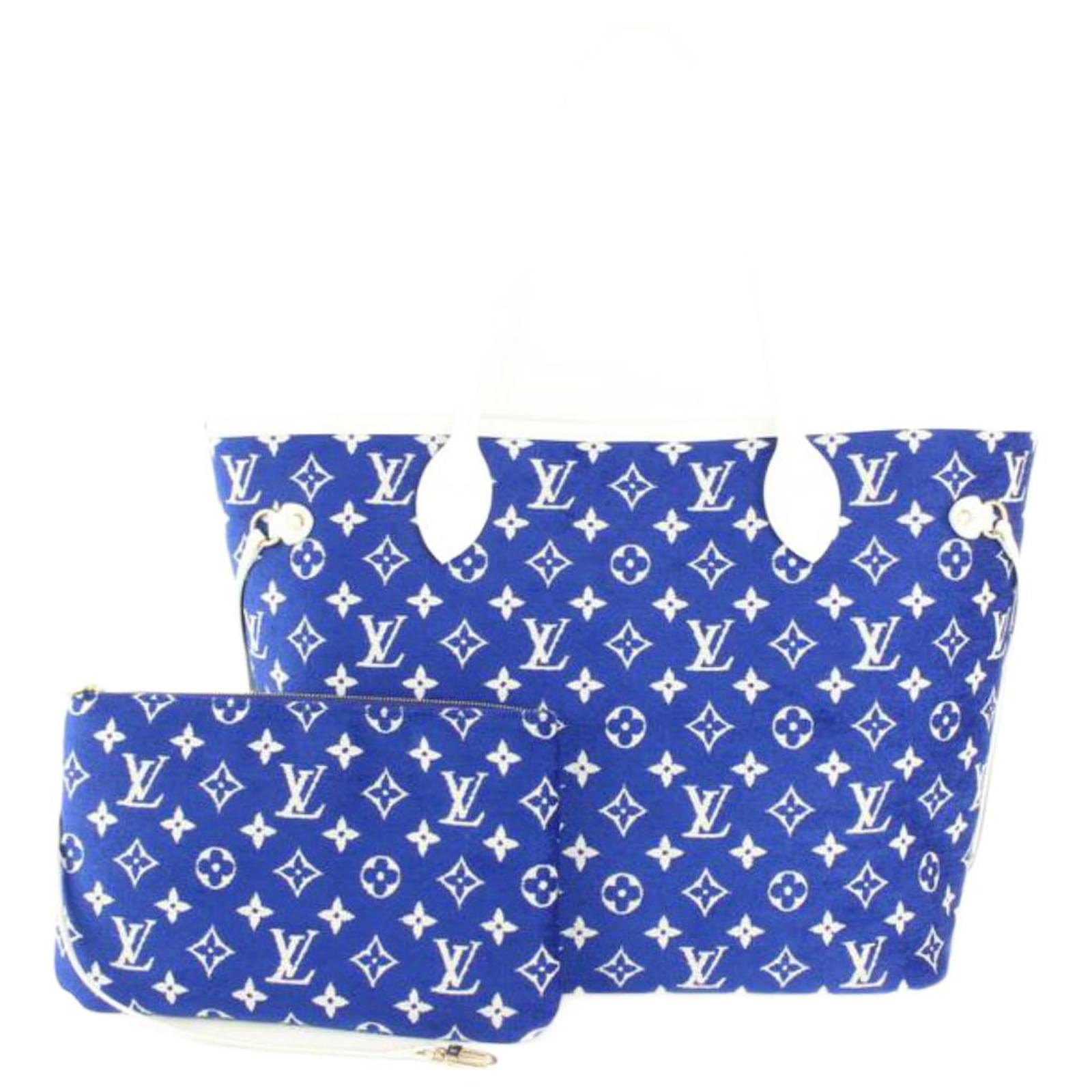 Louis Vuitton Blue Monogram Velvet Neverfull MM Tote with Pouch Leather  ref.689210 - Joli Closet