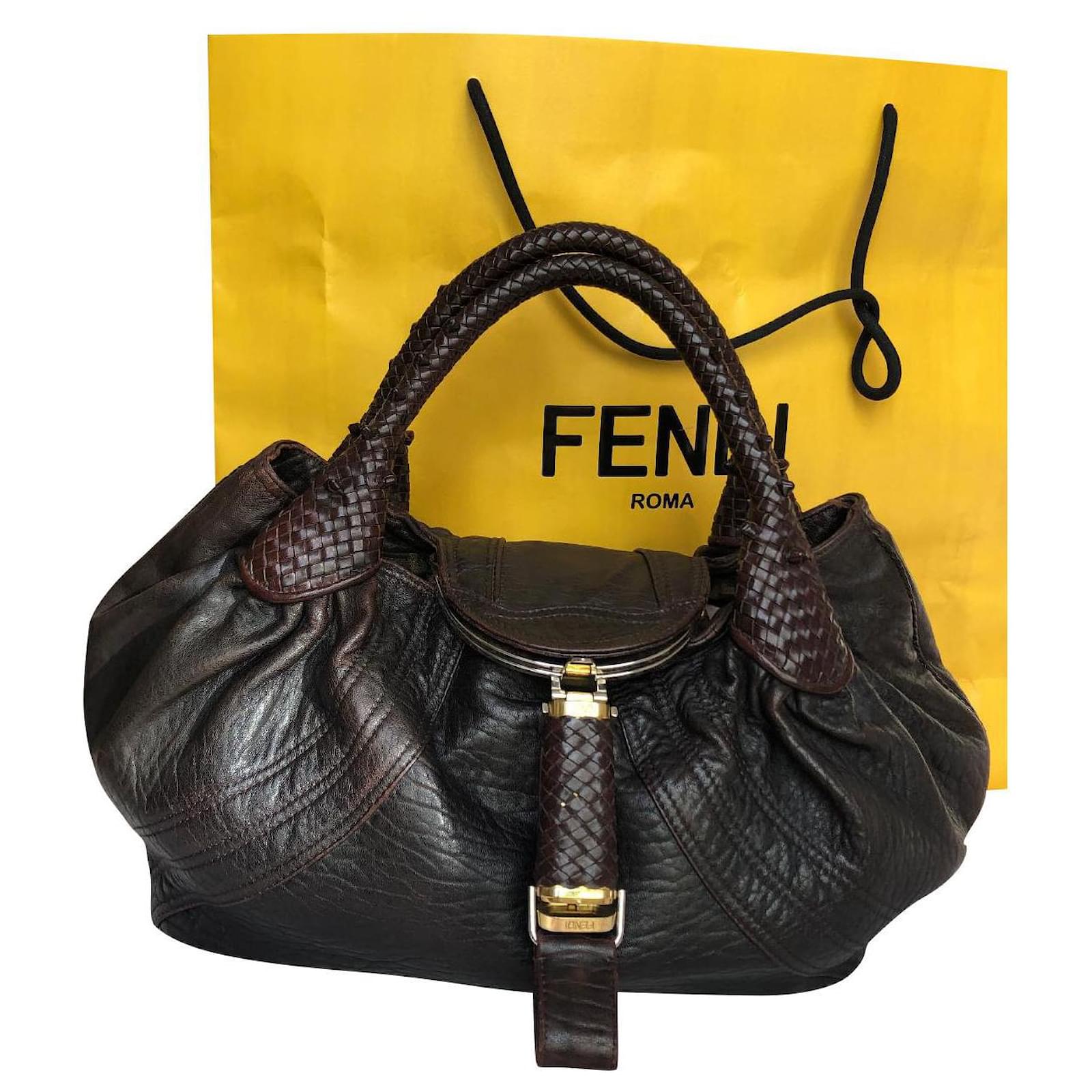 Fendi SPY Dunkelbraun Leder ref.689559 Joli Closet