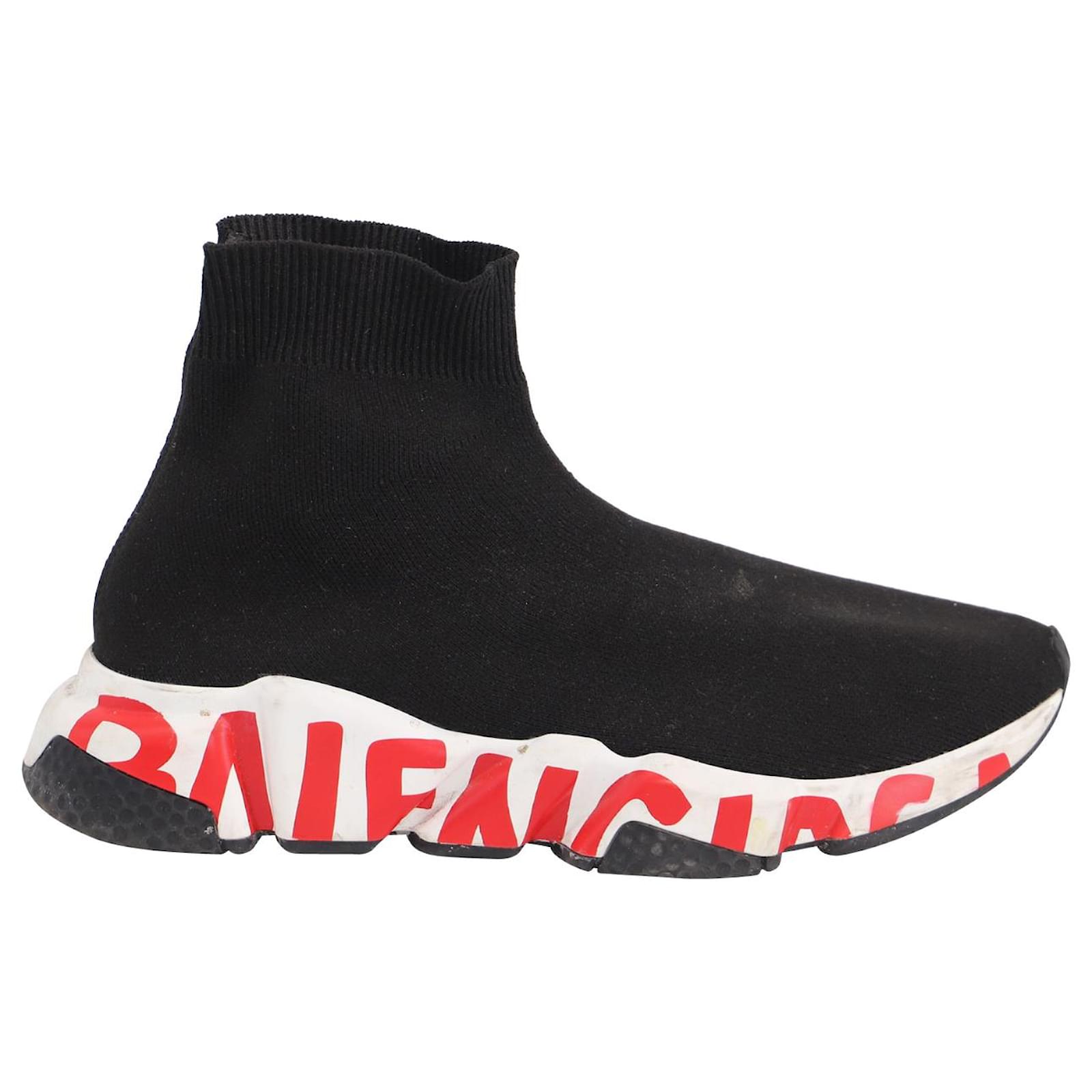 Balenciaga Speed Lt Graffiti Sneakers in Black Red Polyester ref.690001 -  Joli Closet
