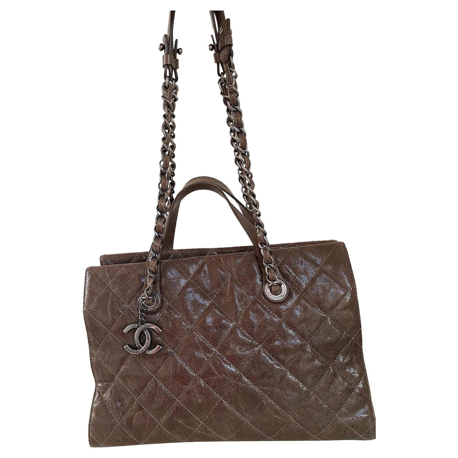 CHANEL, Bags, Chanel Cc Crave Flap Bag Quilted Glazed Caviar Jumbo Brown