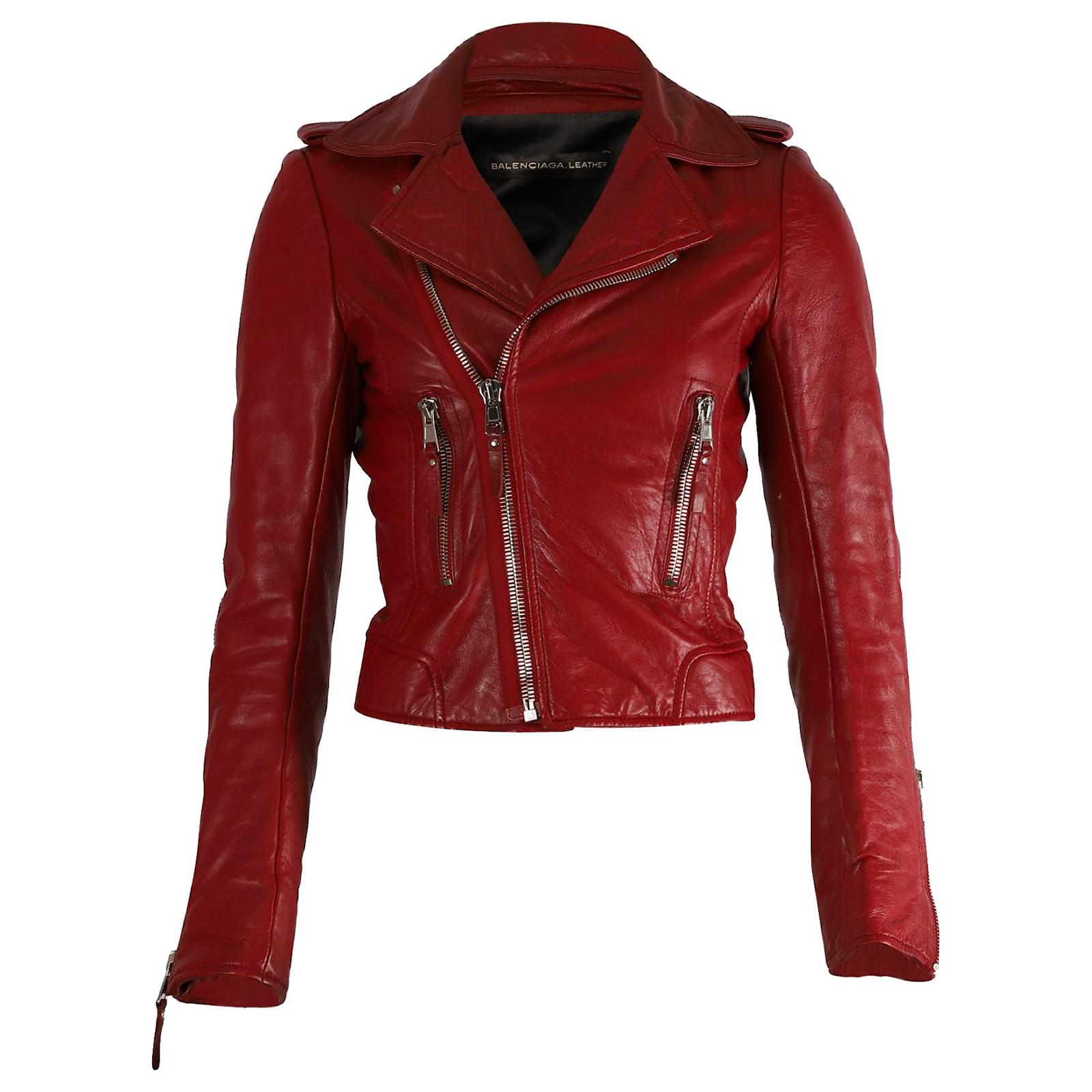 Balenciaga Biker Jacket in Red Leather ref.691819 - Joli Closet
