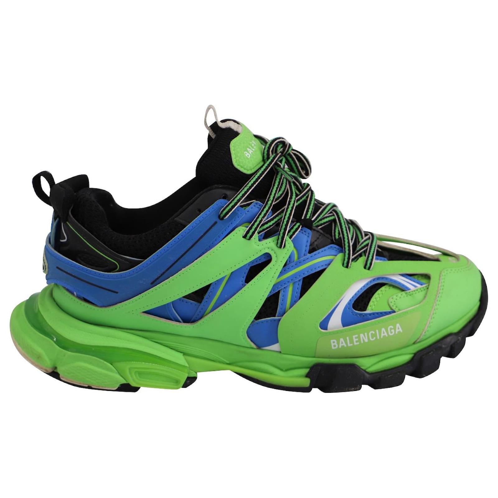 Balenciaga Color Block Track Trainers in Blue and Green in Polyurethane ...
