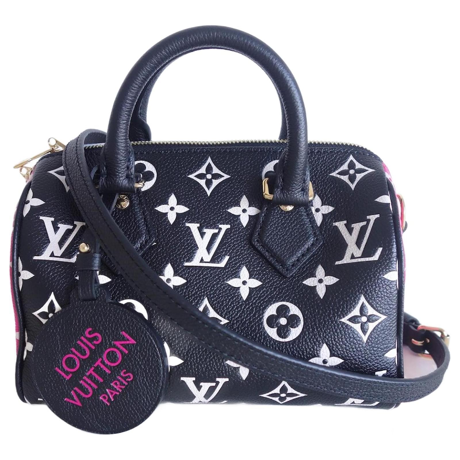Louis Vuitton VUITTON SPEEDY BAG 20 Black Pink White Leather Cloth