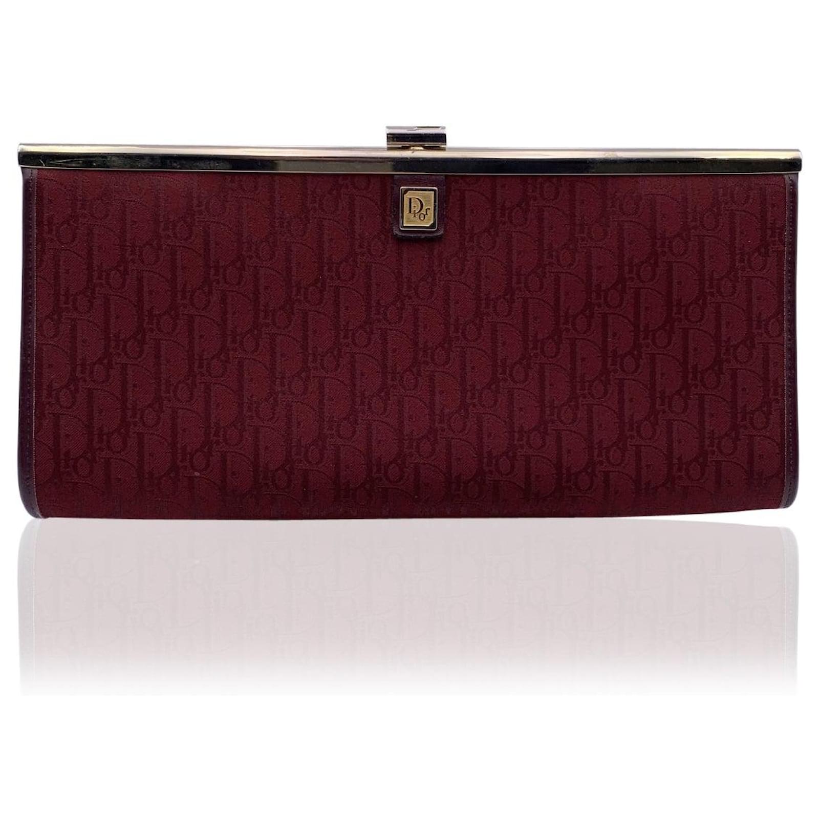 Christian Dior Vintage Red Logo Canvas Clutch Bag Purse Handbag Cloth ref.692569 Joli Closet