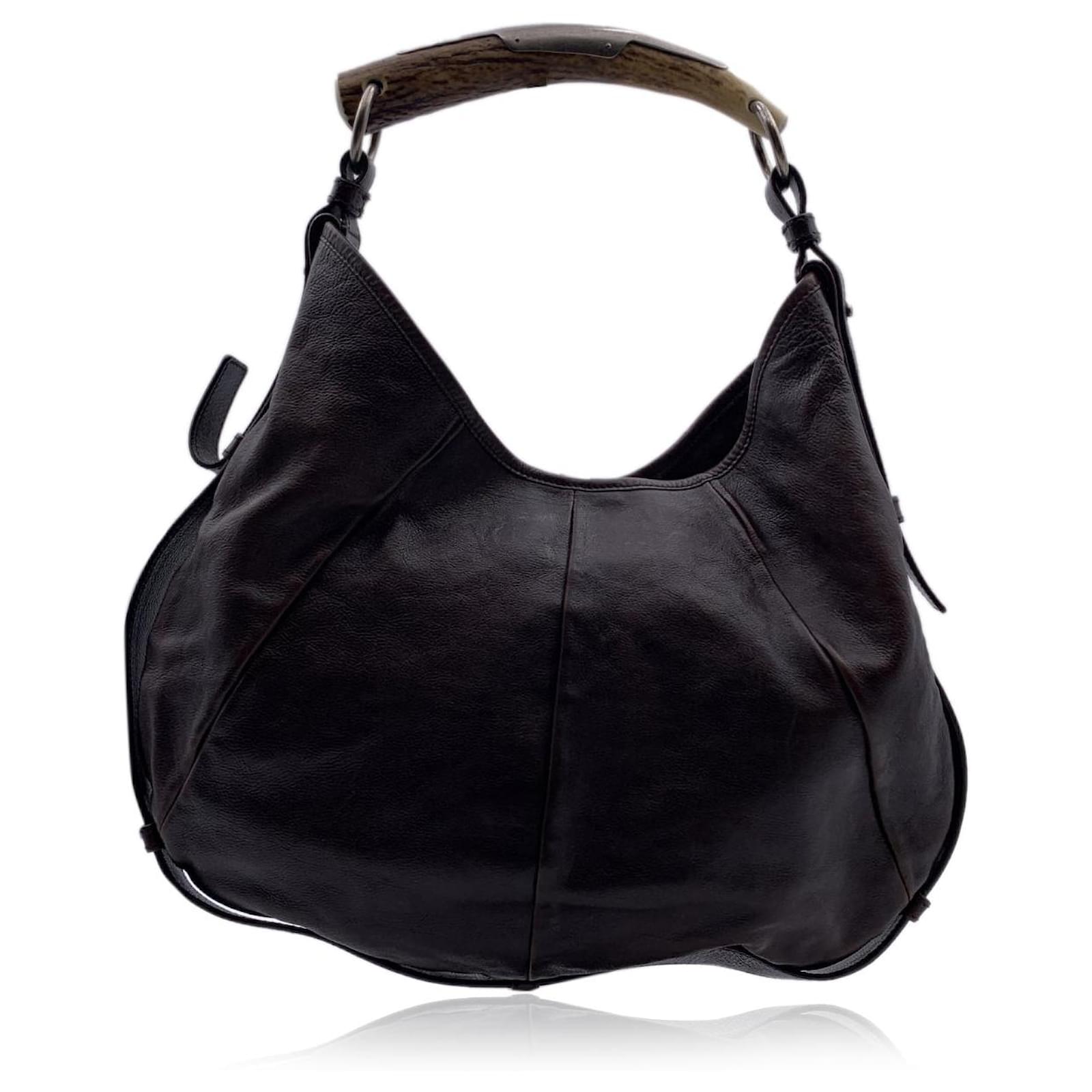 Yves Saint Laurent Vintage Black Leather Mombasa Hobo Shoulder Bag ref ...