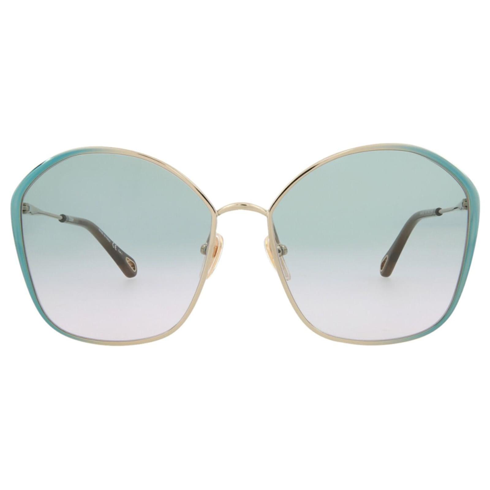 Chloé Rectangle-Frame Metal Sunglasses Blue ref.693149 - Joli Closet