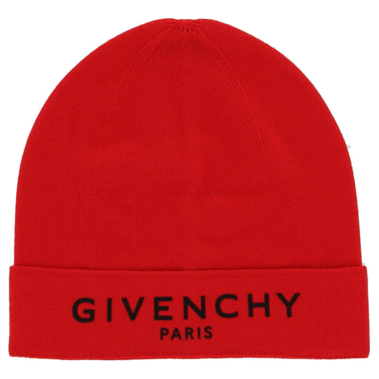 Givenchy Logo Knit Beanie Red  - Joli Closet