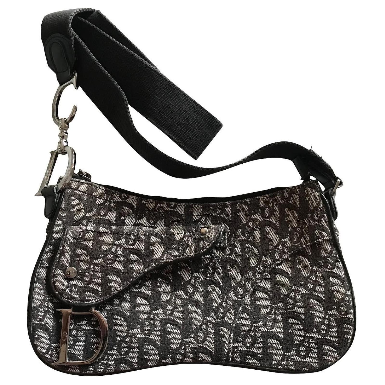 Saddle Dior Handbags Black White Grey Cloth ref.695859 - Joli Closet