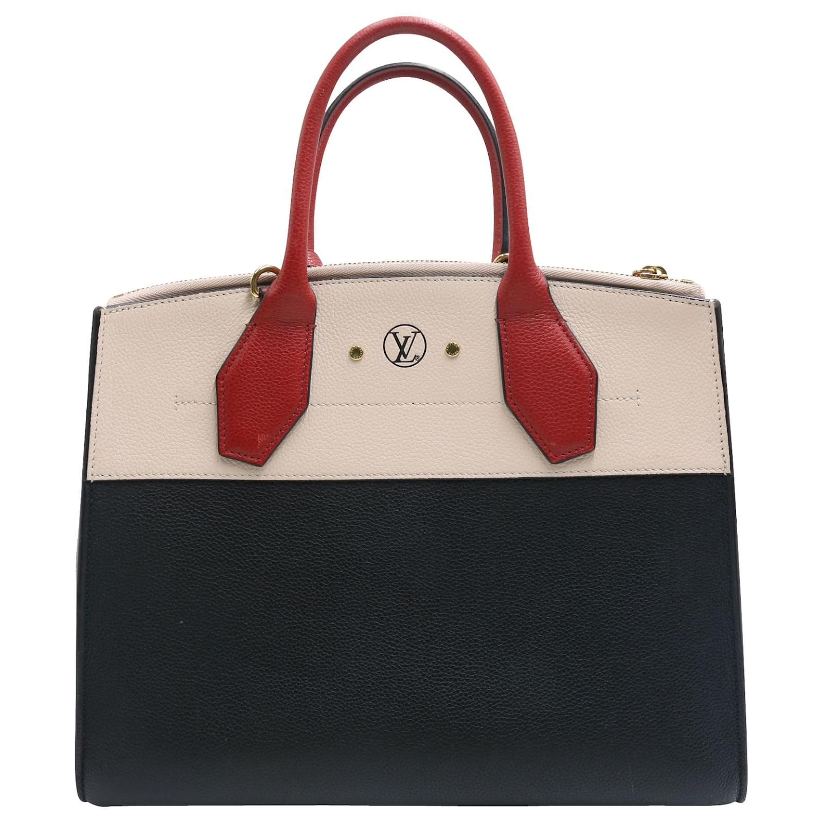 Louis Vuitton Beige/Black Leather City Steamer MM Bag Louis Vuitton