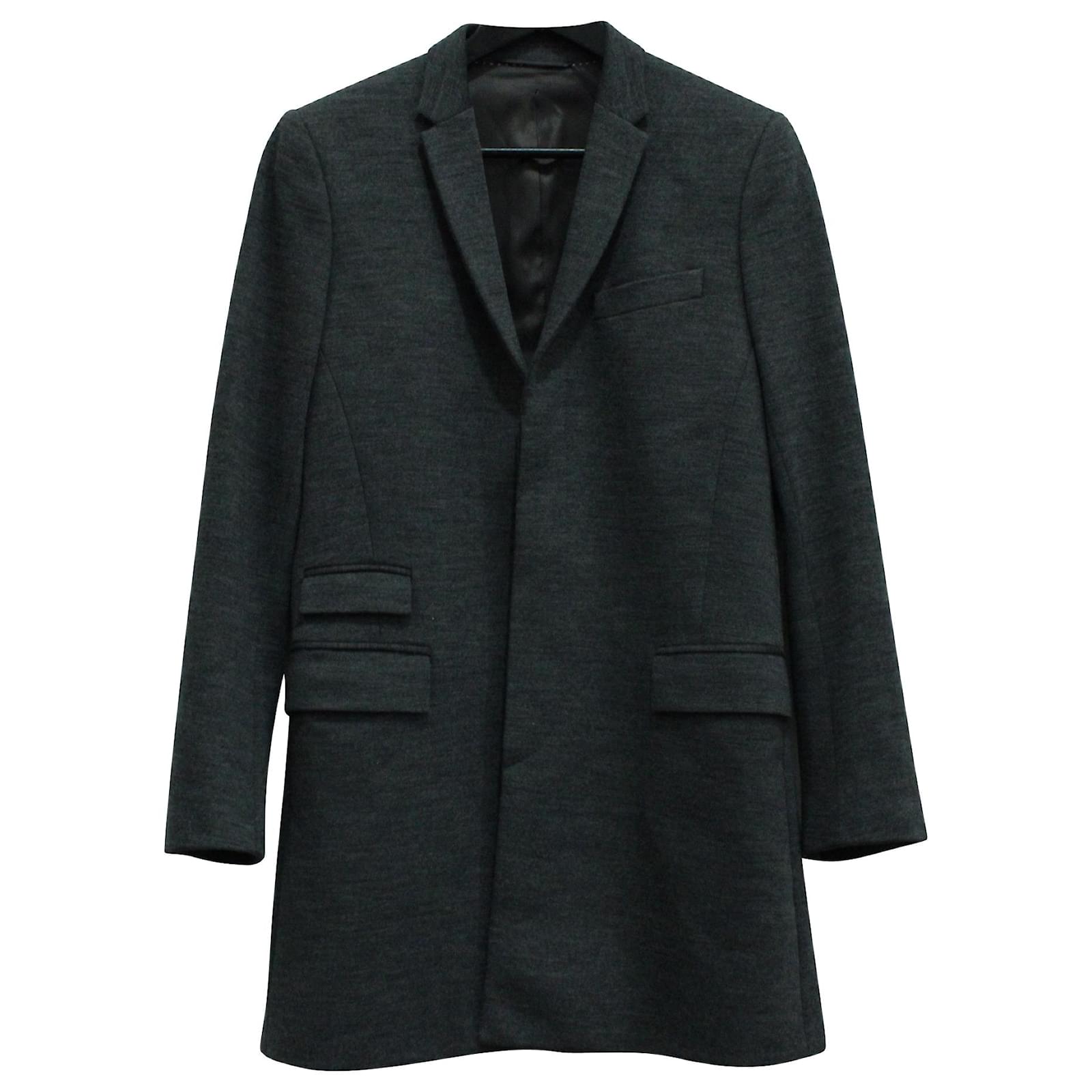 Neil Barrett Slim-Fit Felted Coat in Grey Wool