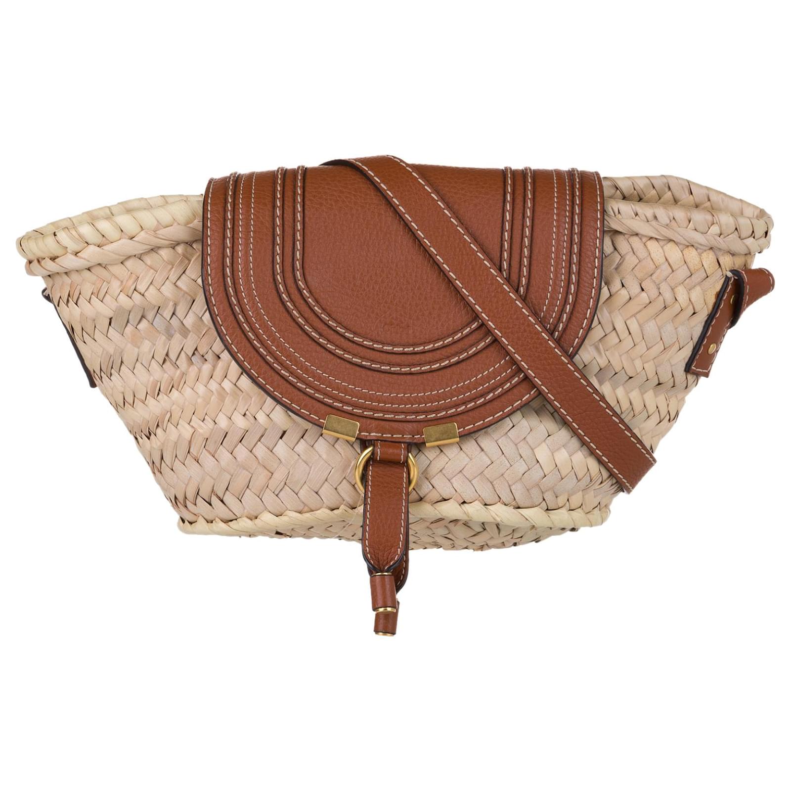 Chloé Chloe Brown Marcie Basket Crossbody Bag Beige ref.696325