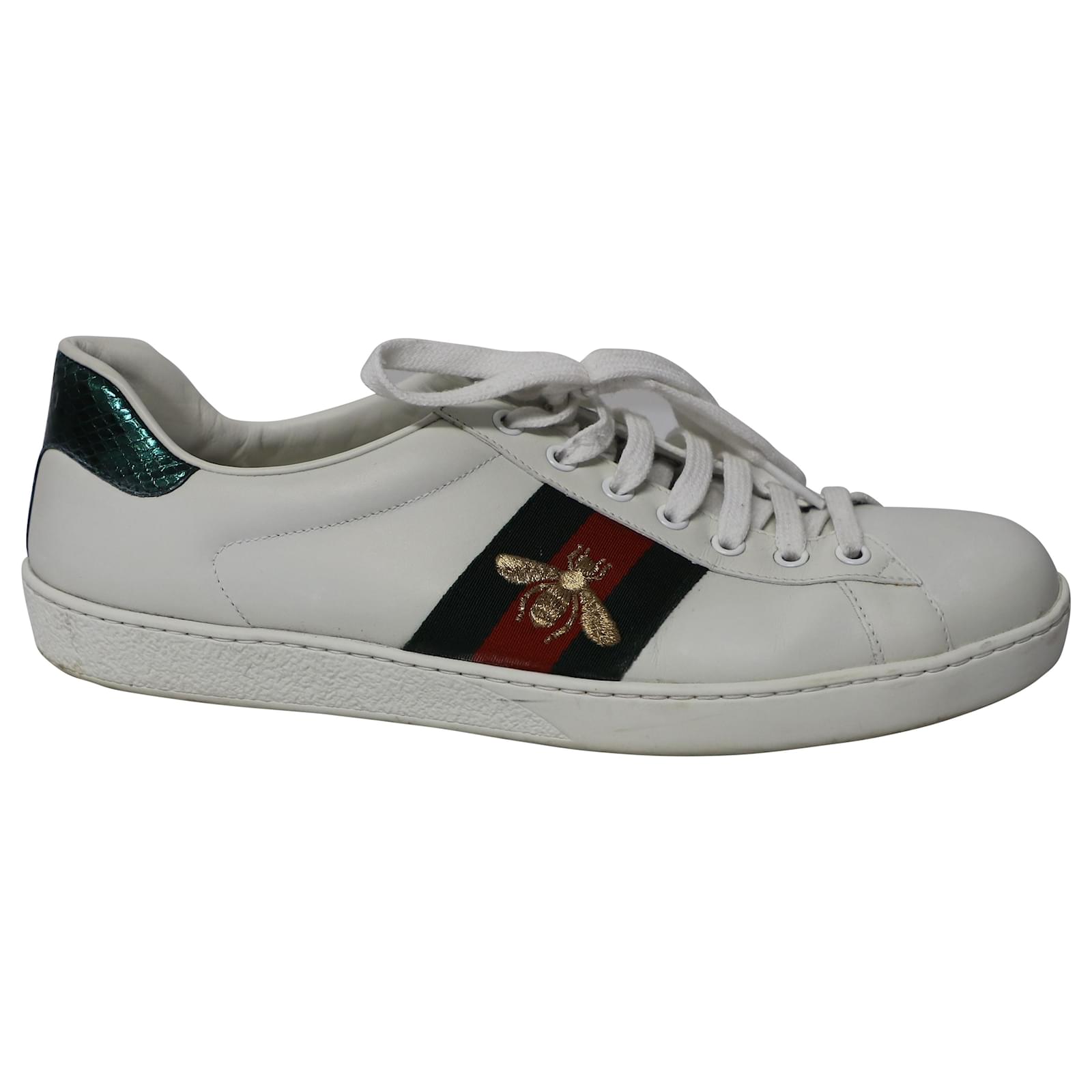 Gucci Shoes Women's Ace Golden Bees Supreme Leather Sneakers White Size 8  us | eBay