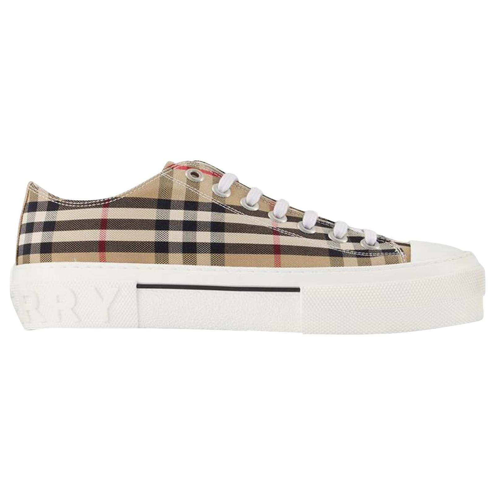 【関税＆送料込み】Burberry Lf Jack Low Sneakers Lf Tnr Jack L Low Sneakers - Burberry - Beige - Cotton Brown