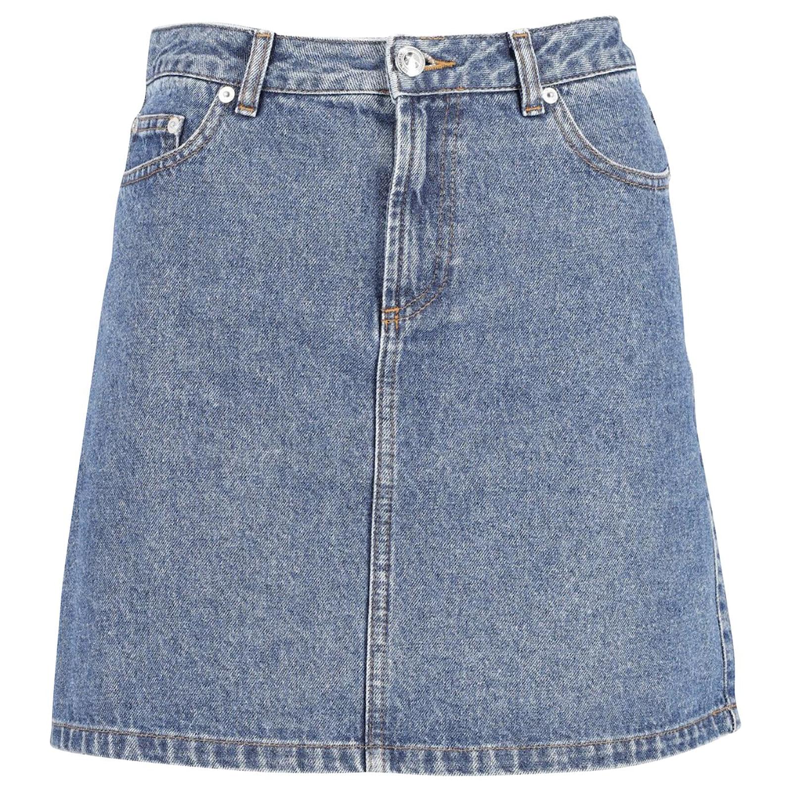 A.P.C Mini Skirt in Blue Cotton Denim