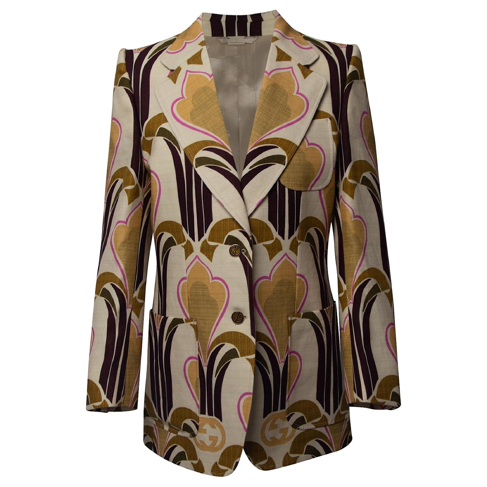 Gucci Interlocking G Print Jacket in Ivory Linen White Cream ref.696810 ...