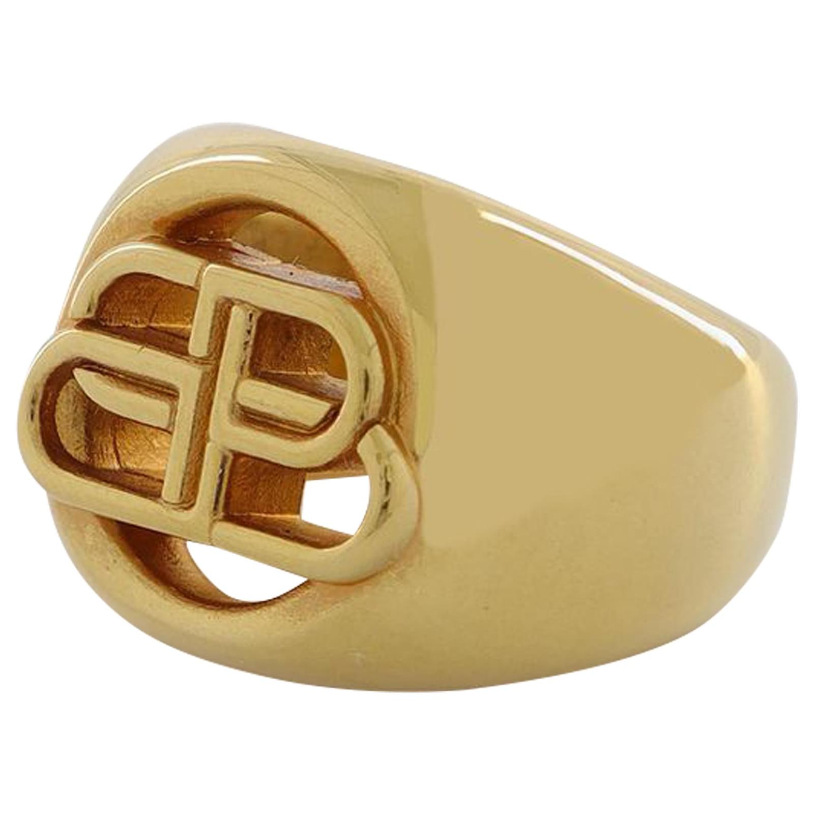 Balenciaga Bb Signet Ring in Gold-tone brass Golden Metallic ref