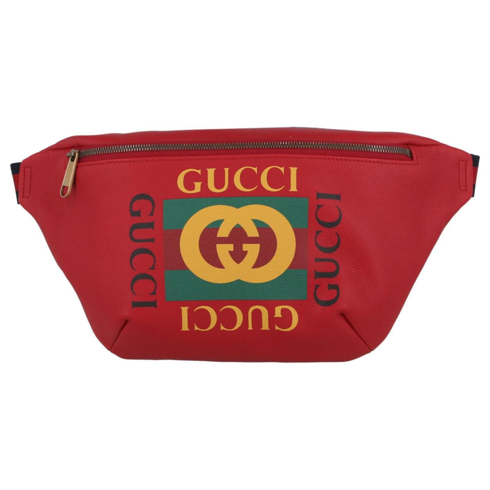 Gucci Large Logo Leather Belt Bag Red Pony-style calfskin ref