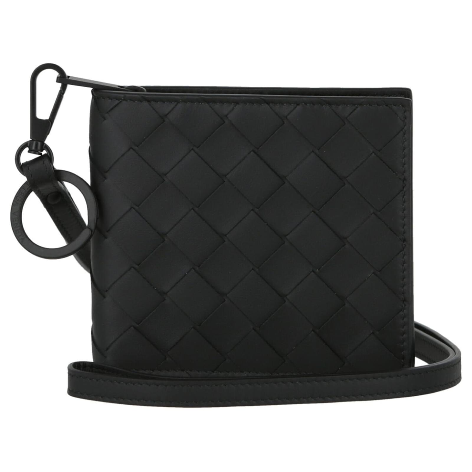 NEW Bottega Veneta Intrecciato Leather Zip Around Crossbody Bag Messenger  BLACK
