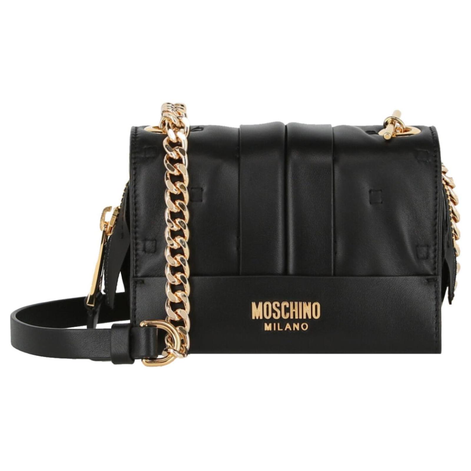 Moschino Inside Out Leather Shoulder Bag Black ref.698722 - Joli Closet