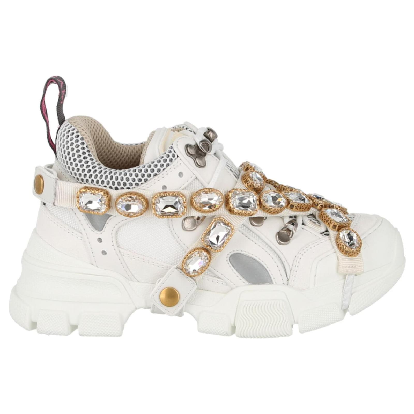 Gucci Flashtrek Chunky Leather Sneakers White ref.698751 - Joli Closet