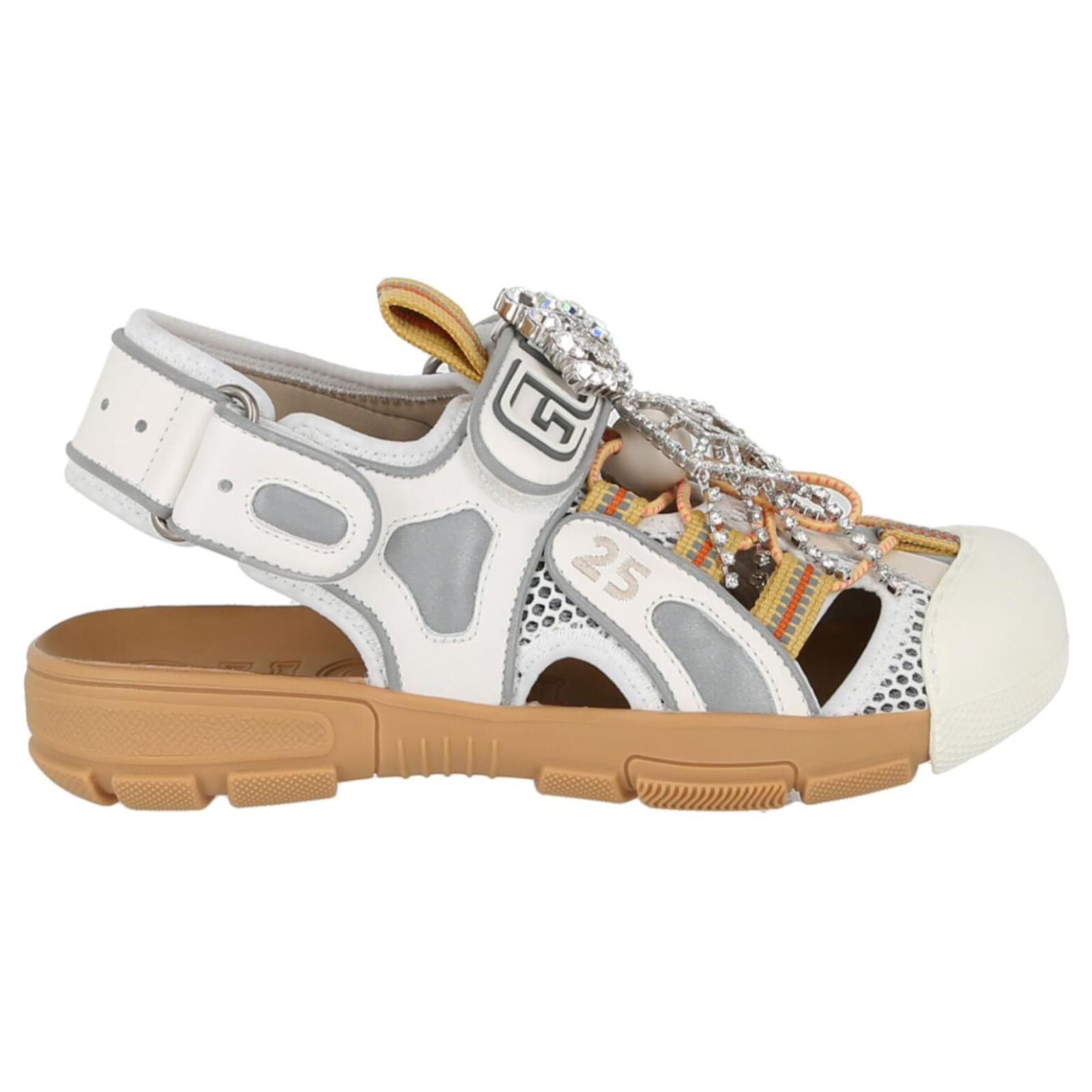 Gucci Mesh Fabric Tinsel Sport Sandals Leather ref.698894 Joli Closet