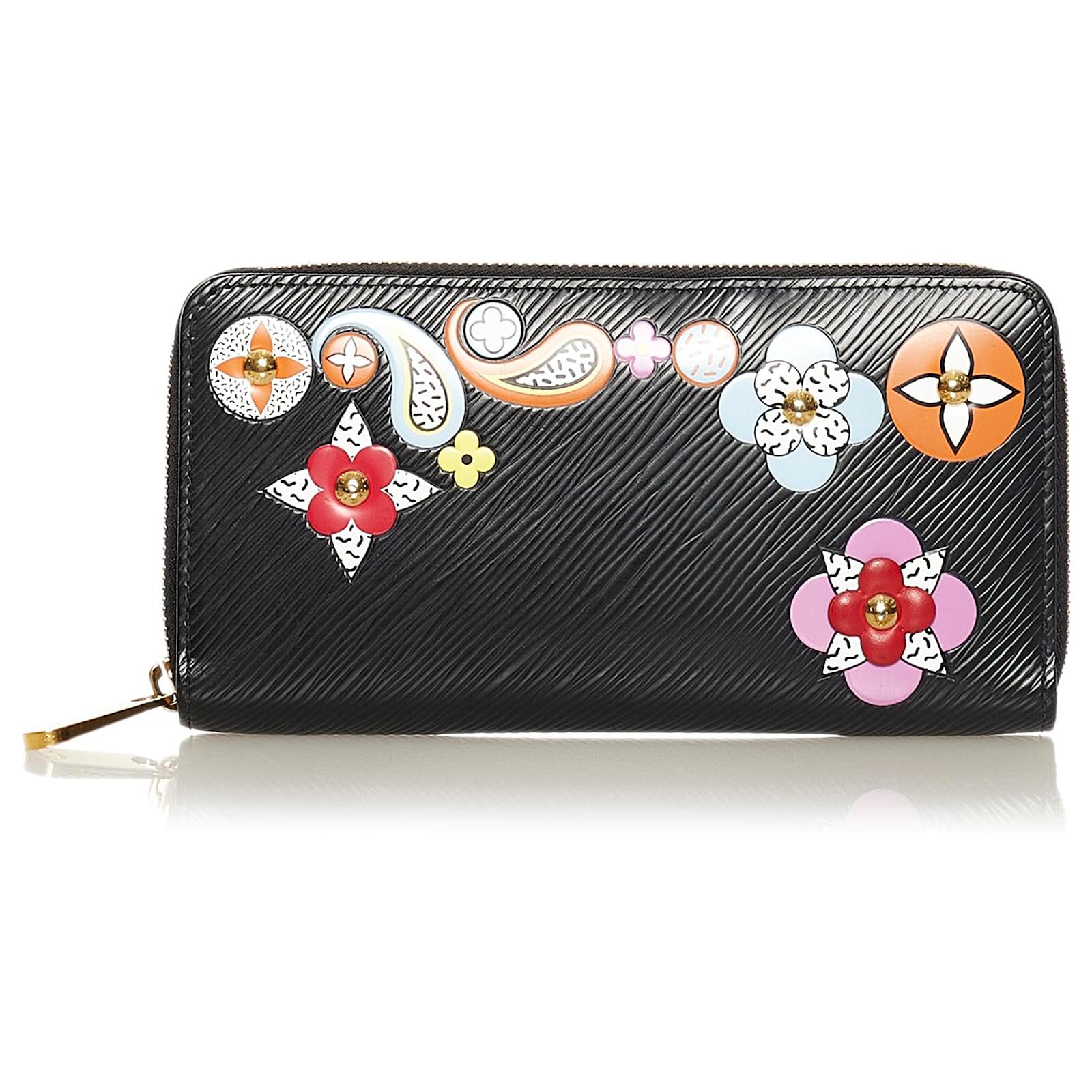 Louis Vuitton Black Epi Monogram Flower Zippy Wallet Multiple