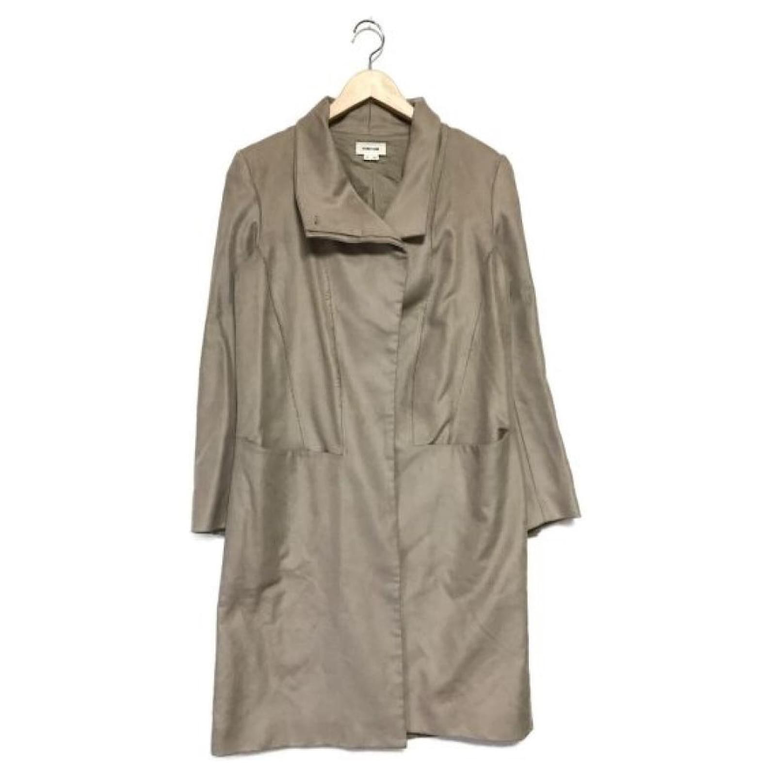 HELMUT LANG Crombie Moleskin Funnel Coat W Grey Cotton Rayon ref.699247