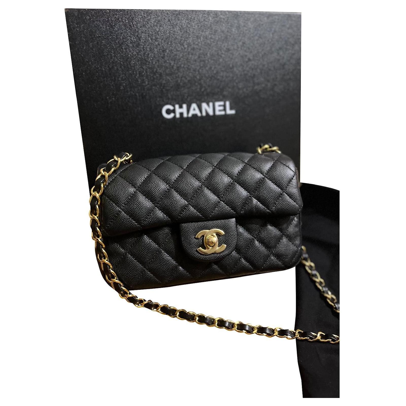 Timeless Chanel Mini rectangle Caviar Black Leather ref.699358
