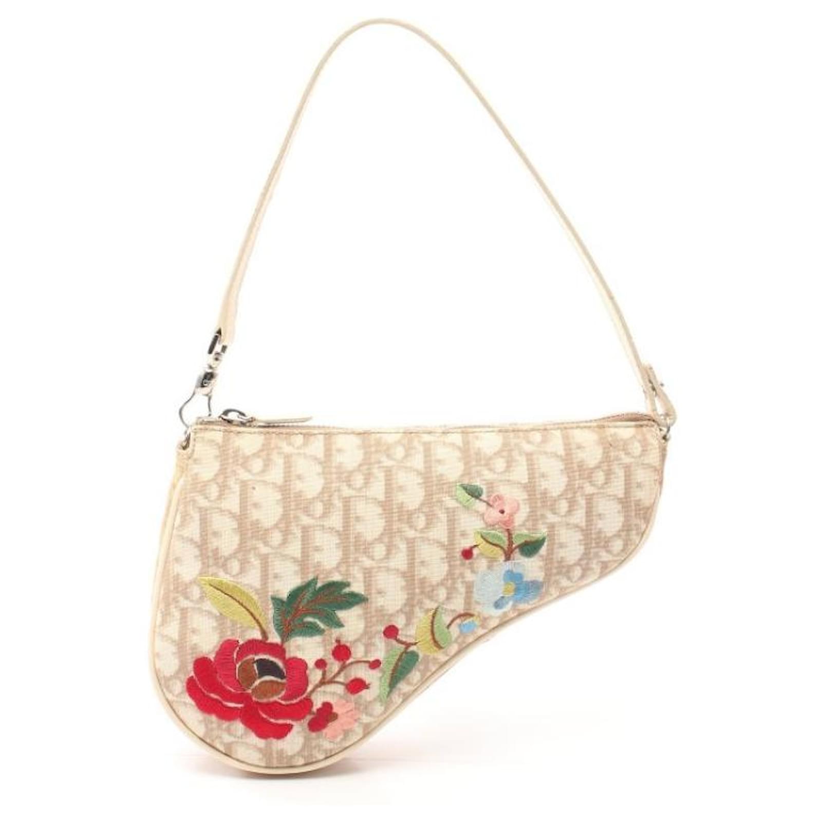 Christian Dior Floral Embroidered Saddle Bag